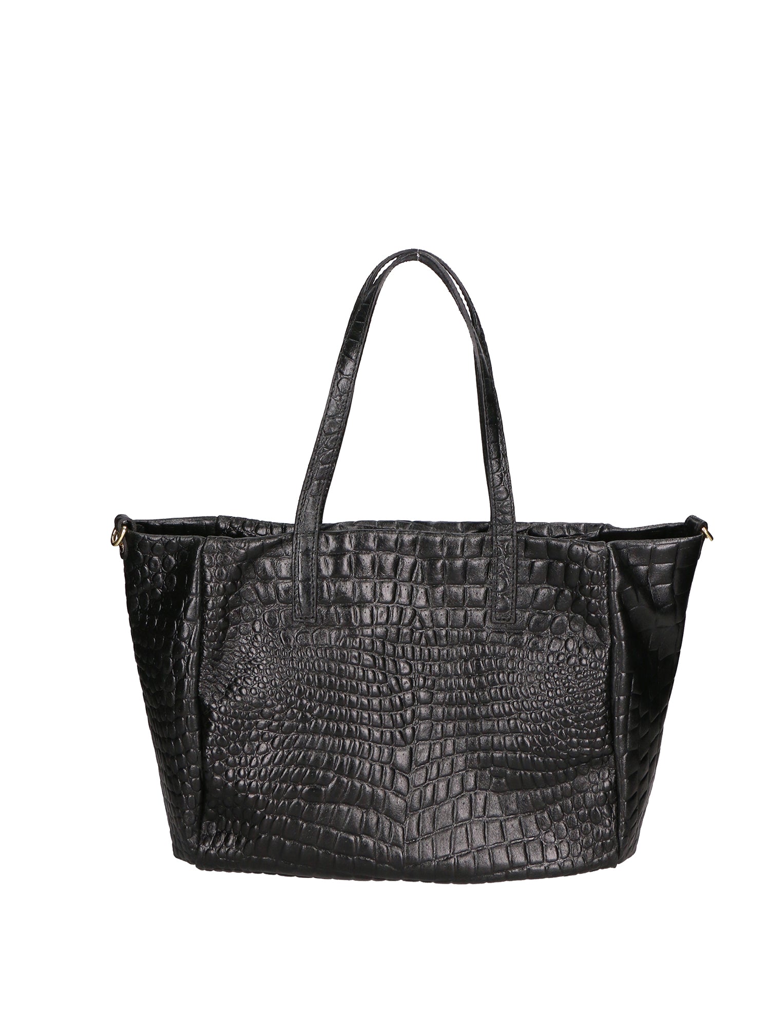 Lorella Borsa a spalla da donna Vera pelle croco 06499-019 NERO Gave Lux