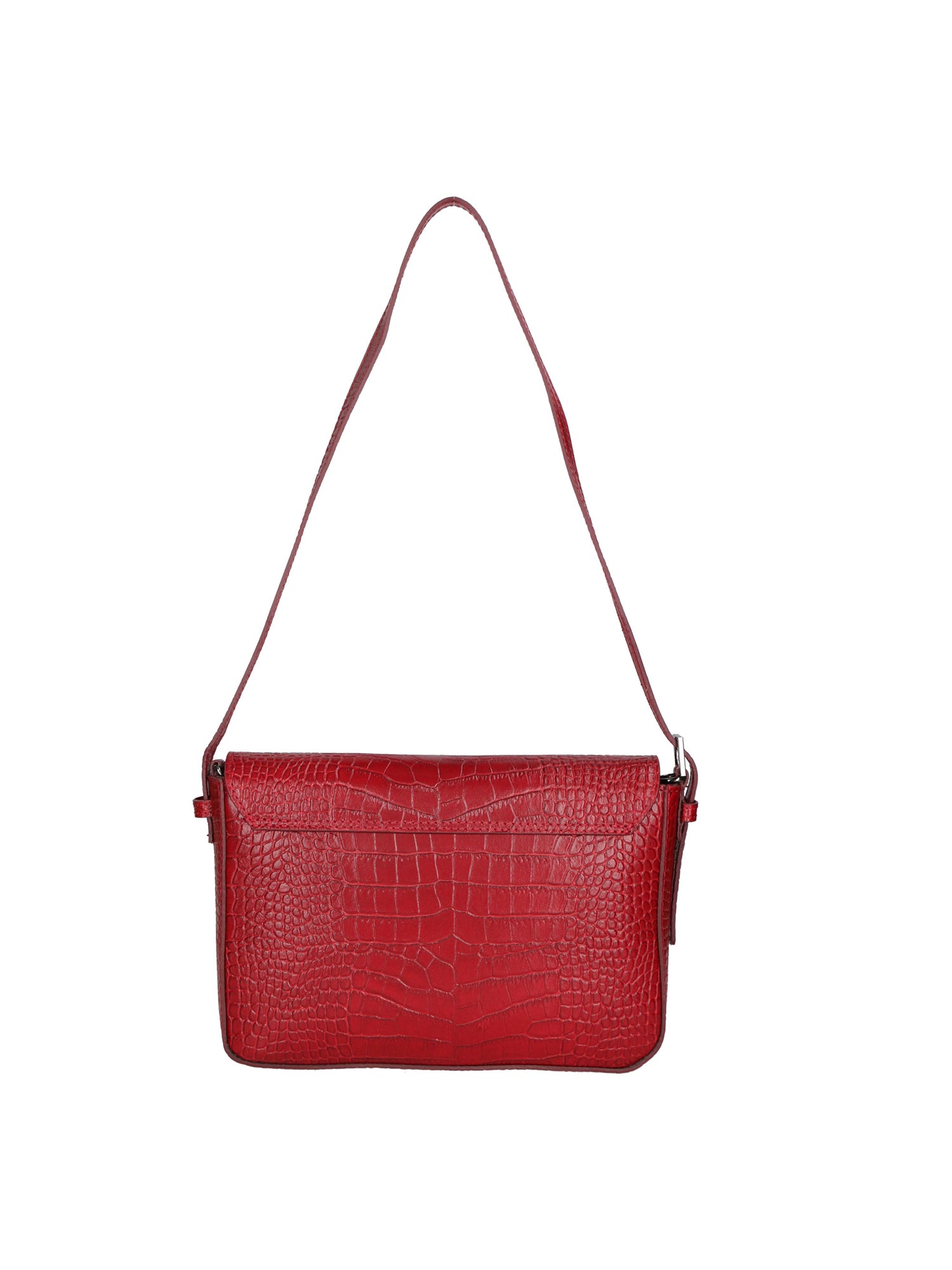 Azzurra Borsa a spalla da donna Vera pelle croco 05699-C10 ROSSO SCURO Gave Lux
