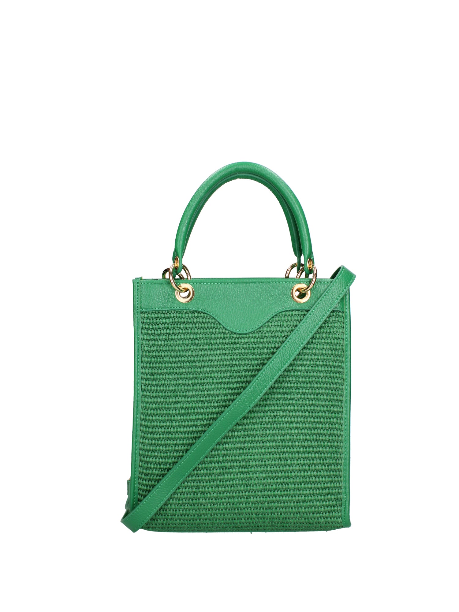 Borsa a mano da donna Misto pelle e tessuto 07149-D47 VERDE Roberta Rossi