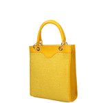 Borsa a mano da donna Misto pelle e tessuto 07149-D04 GIALLO Roberta Rossi