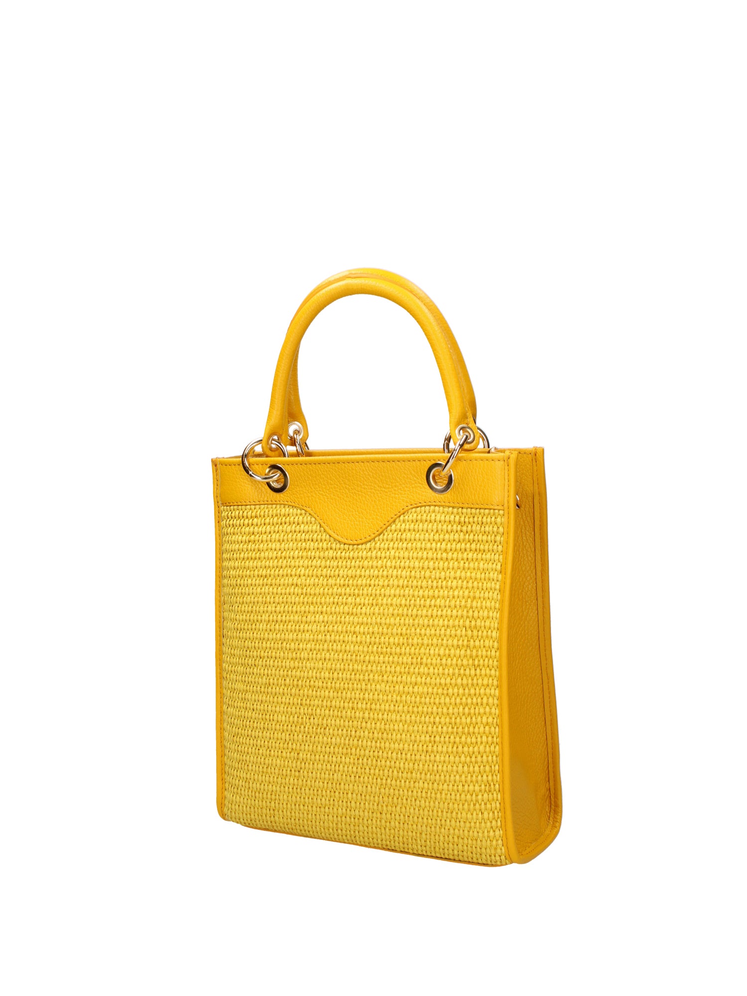 Borsa a mano da donna Misto pelle e tessuto 07149-D04 GIALLO Roberta Rossi