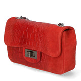 Camilla Borsa a tracolla da donna Pelle scamosciata croco 10029-ROSSO RED Gave Lux