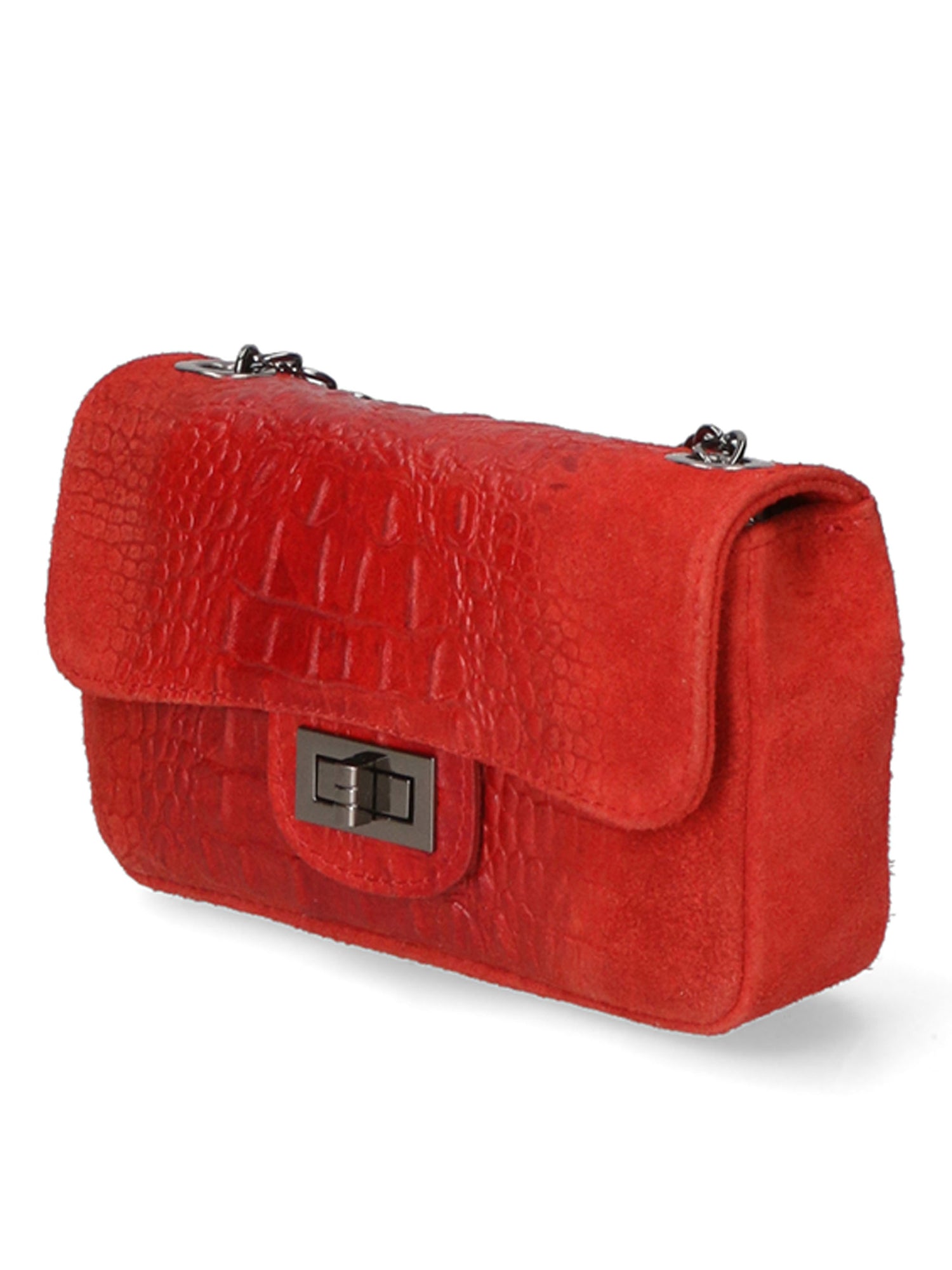 Camilla Borsa a tracolla da donna Pelle scamosciata croco 10029-ROSSO RED Gave Lux