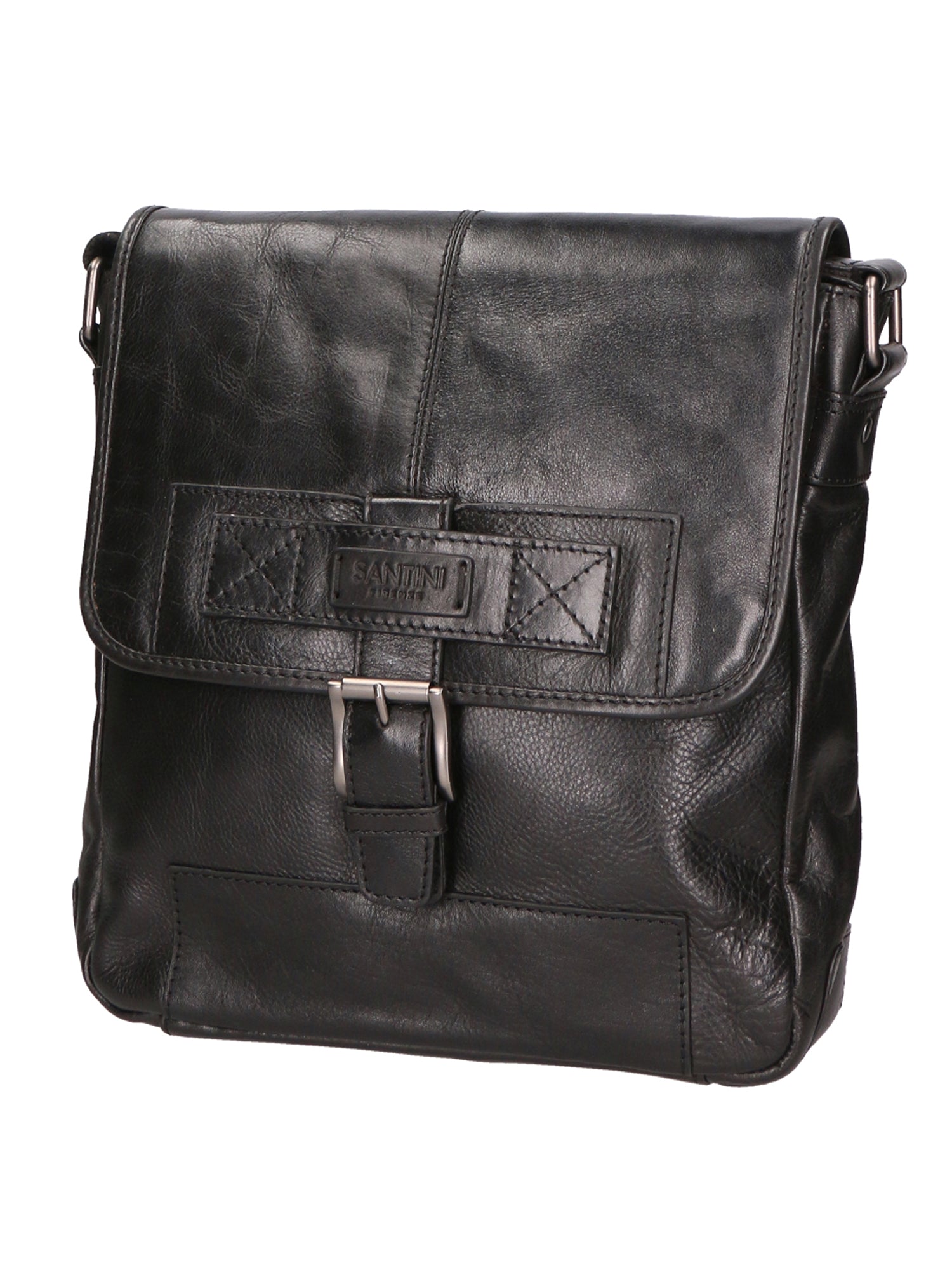 Borsa a tracolla unisex vera pelle 100% pelle SN5861547-BLACK Santini Firenze