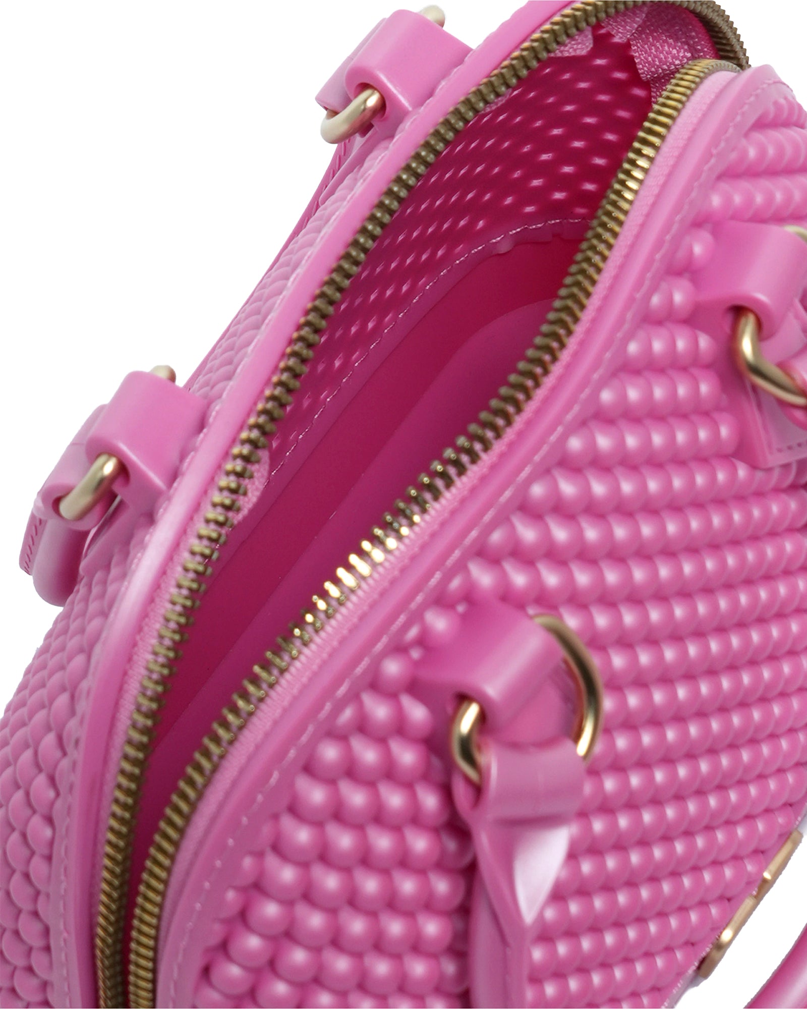 Borsa a mano da donna 100% Pvc FLAT XS BALL-AURORA PINK + OFF GOLD Marc Ellis