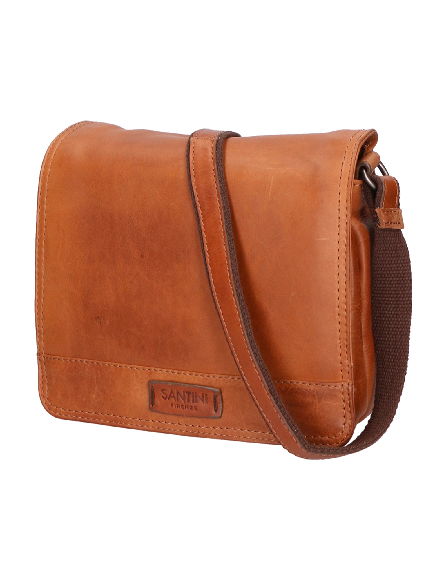 Borsa a tracolla unisex Made in Italy Vera pelle SN5863047-TAN Santini Firenze