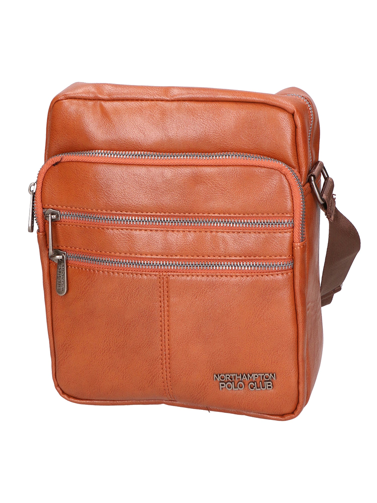 Borsa a tracolla uomo 100% pelle PU PCL3103-BROWN Northampton Polo Club