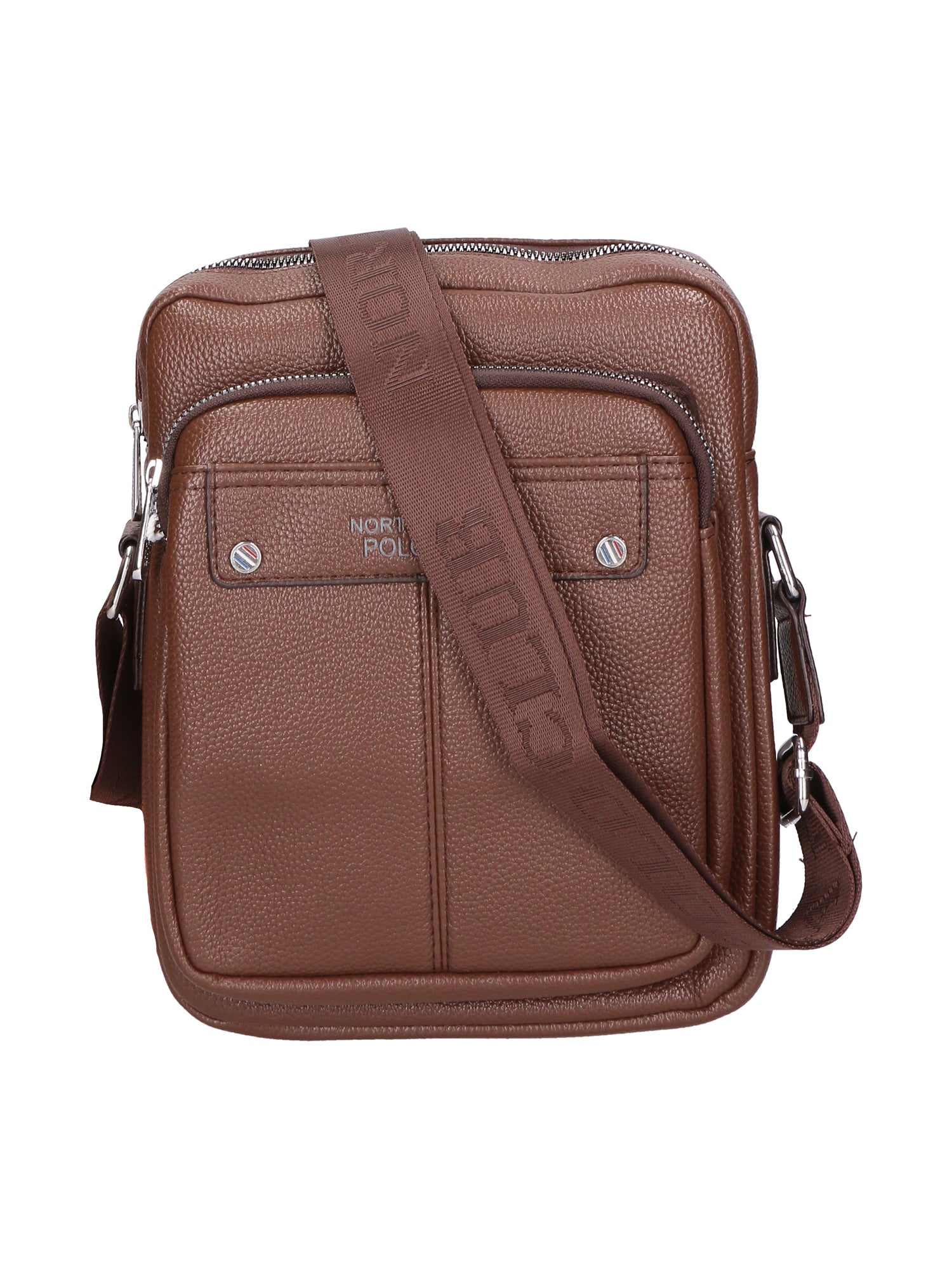 Borsa a tracolla uomo 100% PU Leather PCL3023-LIGHT BROWN Northampton Polo Club