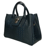 Ascoli Borsa a mano da donna Pelle stampata cocco 7718-DARK BLUE Gave Lux