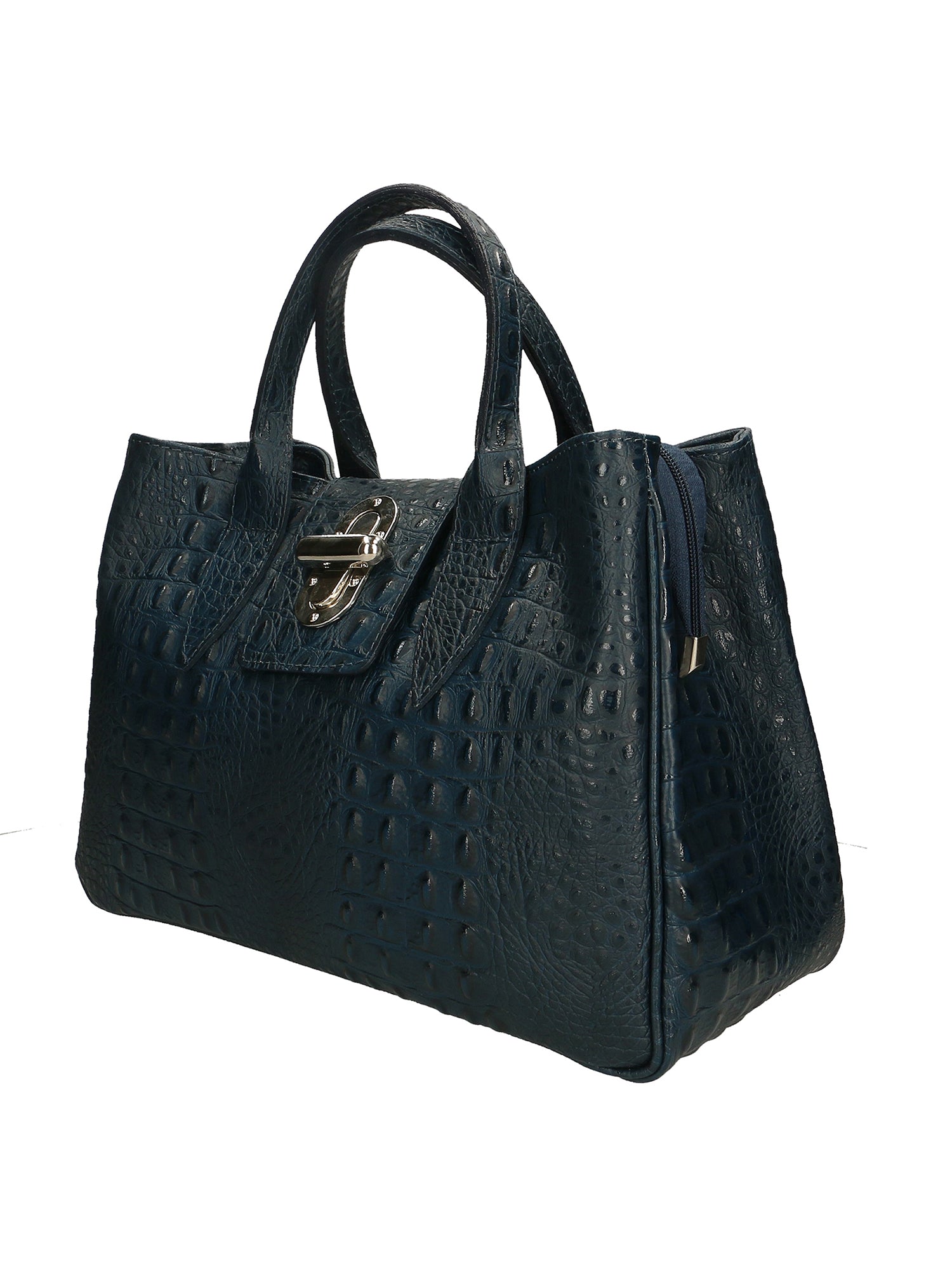 Ascoli Borsa a mano da donna Pelle stampata cocco 7718-DARK BLUE Gave Lux