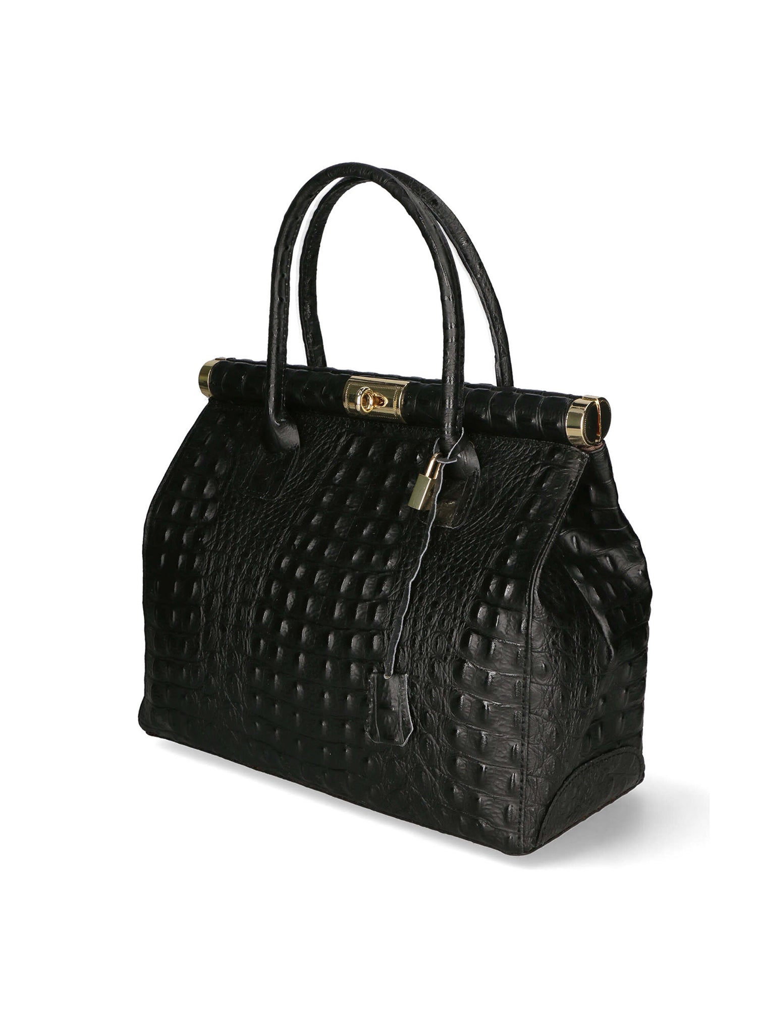 Deborah Borsa a mano da donna Pelle Croco Stampata 7727-C28 NERO Gave Lux