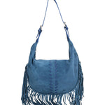 Zefira Borsa a spalla da donna Pelle Scamosciata 8630-BLU Gave Lux