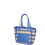 Borsa a mano da donna Paglia intrecciata 07382-BLUE G88A Viola Castellani