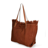 Agnese Borsa Shopper da donna Cotone e pelle 04649-D21 MARRONE BROWN Gave Lux