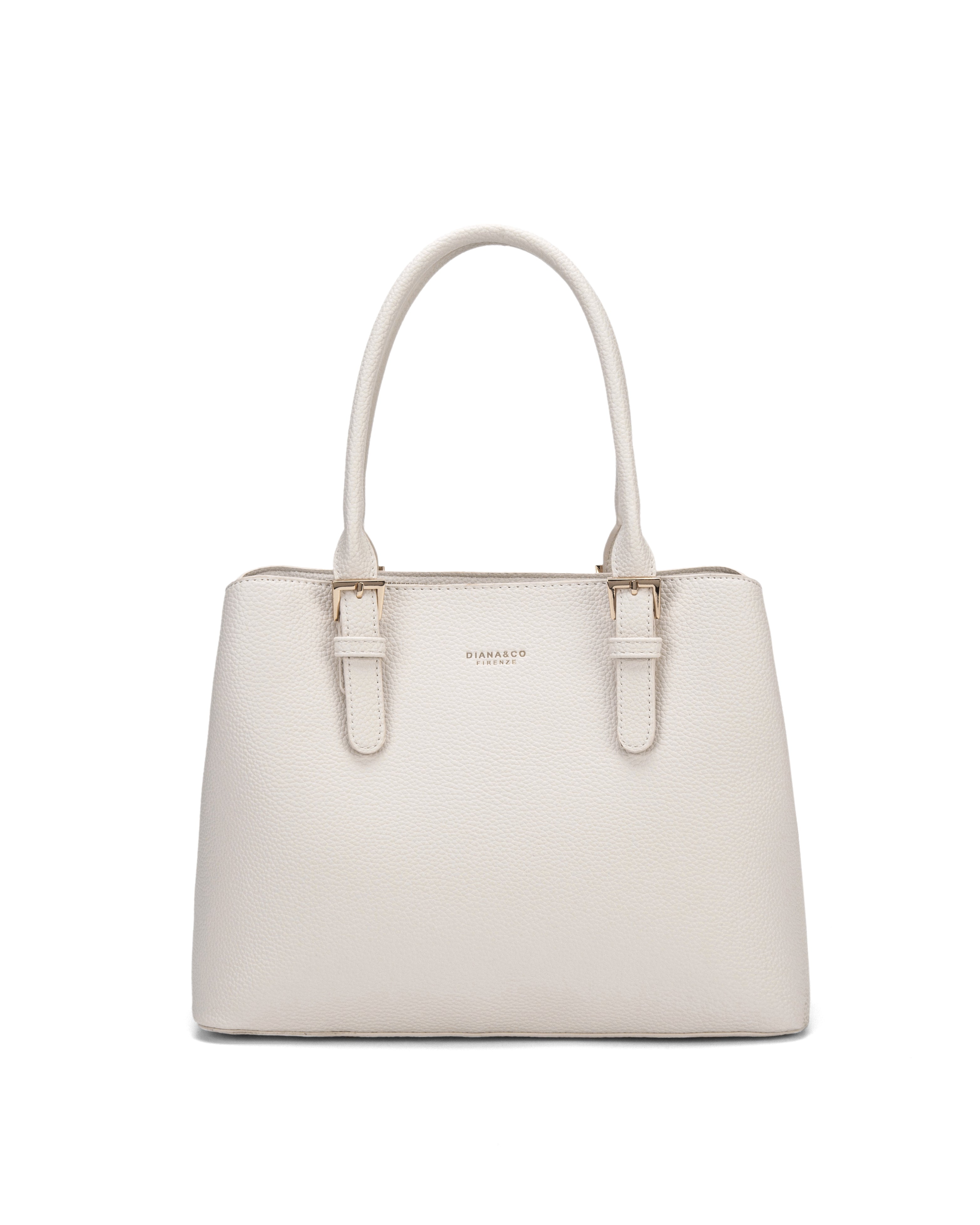 Borsa a mano da donna 100% pelle vegana PU 716-2PT-IVORY Diana&co