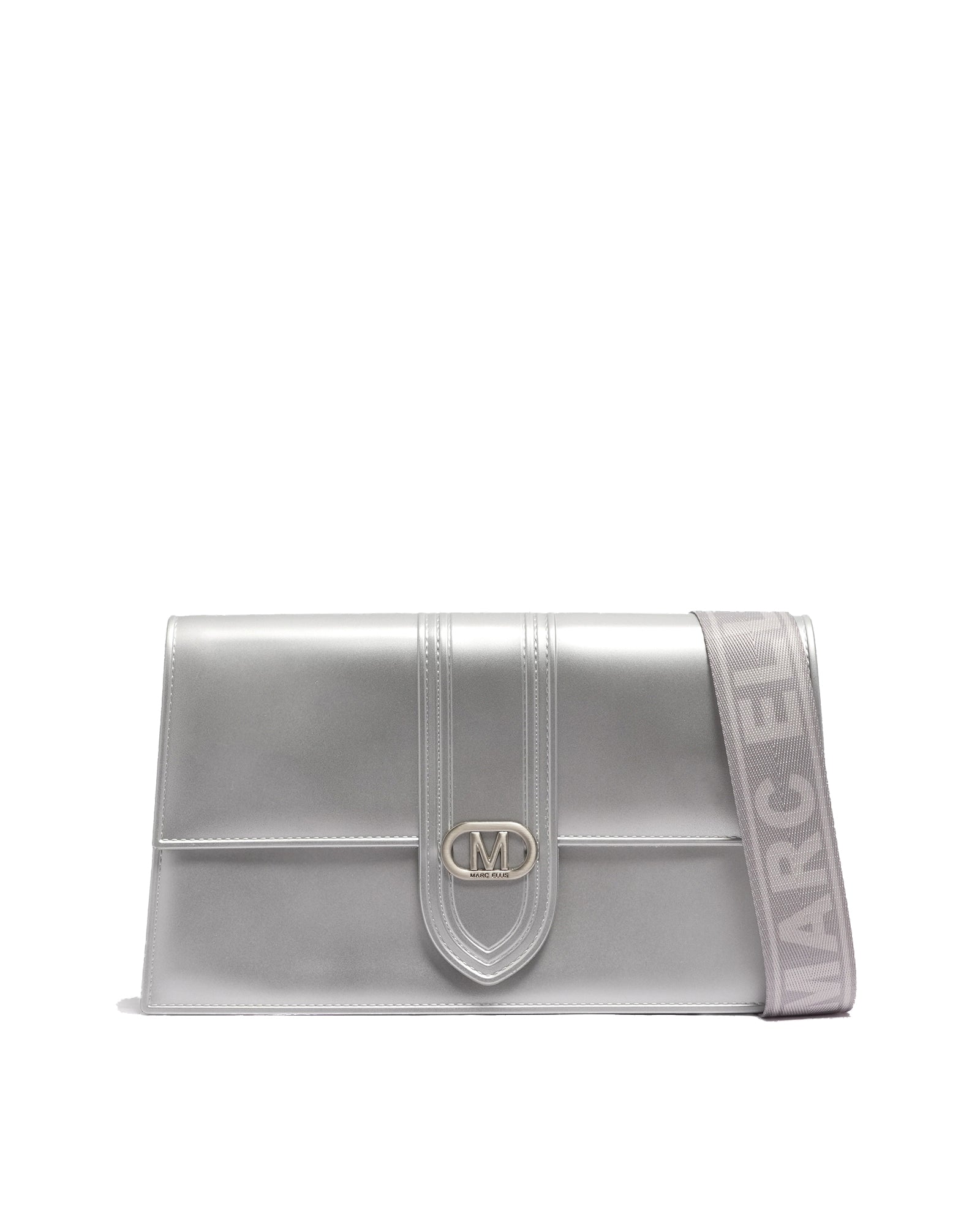 Borsa a mano da donna 100% Pvc FLAT ROOD M-SILVER + OFF SILVER Marc Ellis