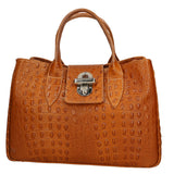 Ascoli Borsa a mano da donna Pelle stampata cocco 7718-CUOIO COGNAC Gave Lux