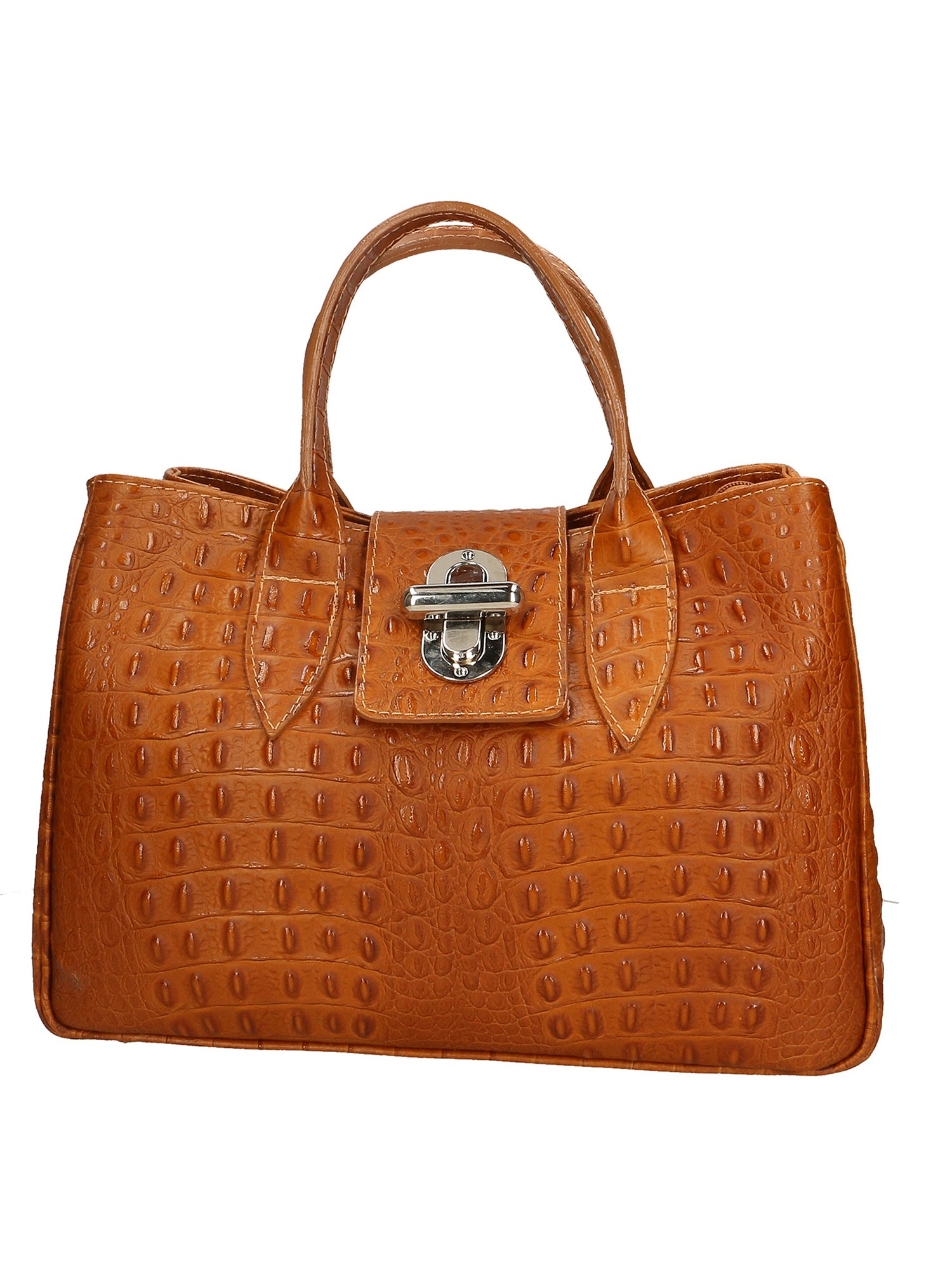 Ascoli Borsa a mano da donna Pelle stampata cocco 7718-CUOIO COGNAC Gave Lux