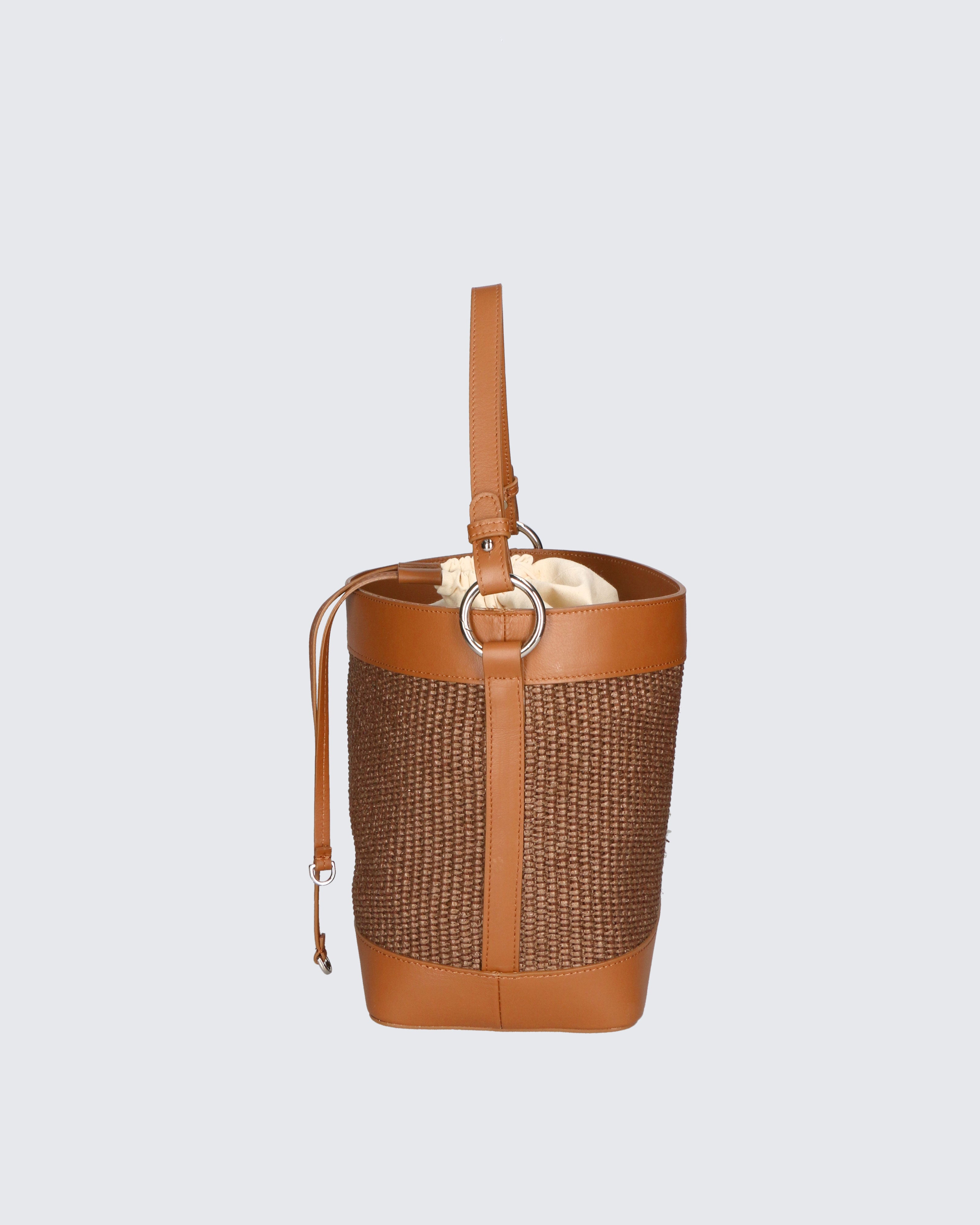 Lisbeth Borsa a secchiello da donna Misto pelle e tessuto 05165-141+S44 CUOIO Gave Lux