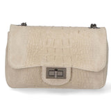 Camilla Borsa a tracolla da donna Pelle scamosciata croco 10029-TAUPE Gave Lux