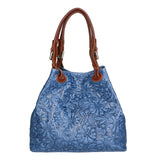 Elenia Borsa a mano da donna Vera pelle 80049-012 BLU JEANS Gave Lux