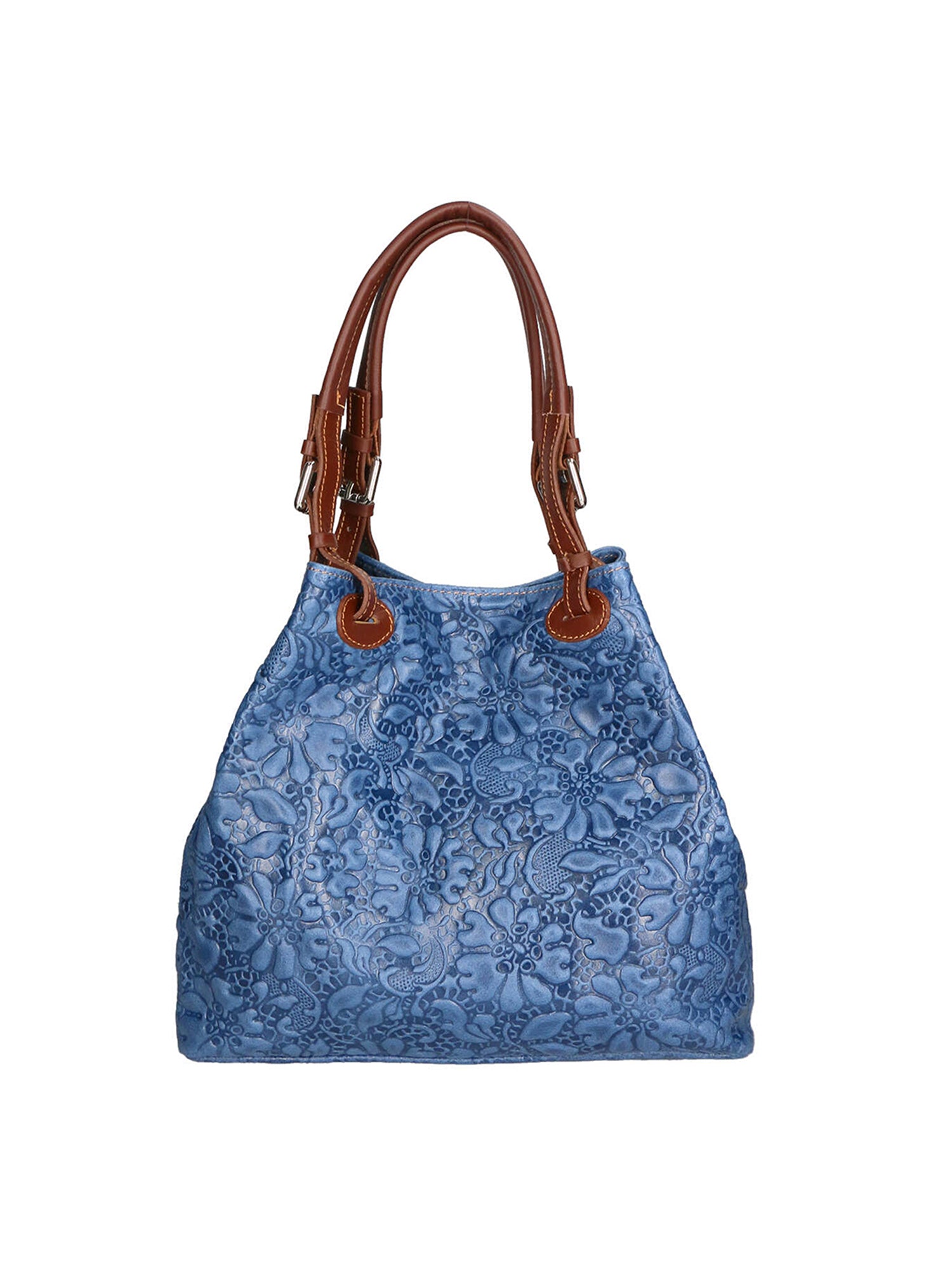 Elenia Borsa a mano da donna Vera pelle 80049-012 BLU JEANS Gave Lux