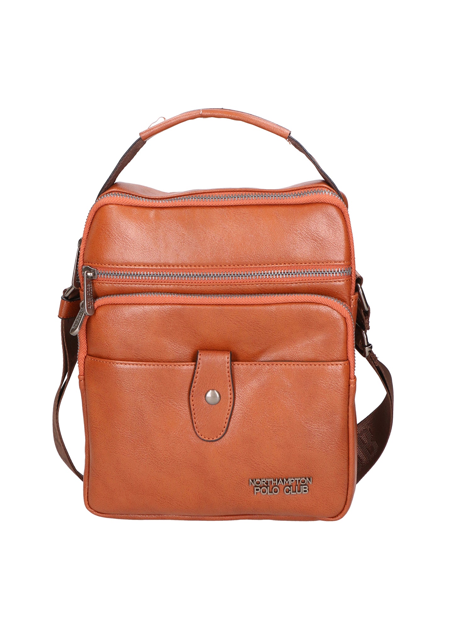 Borsa a tracolla uomo vegana 100% PU Leather PCL3101-BROWN Northampton Polo Club