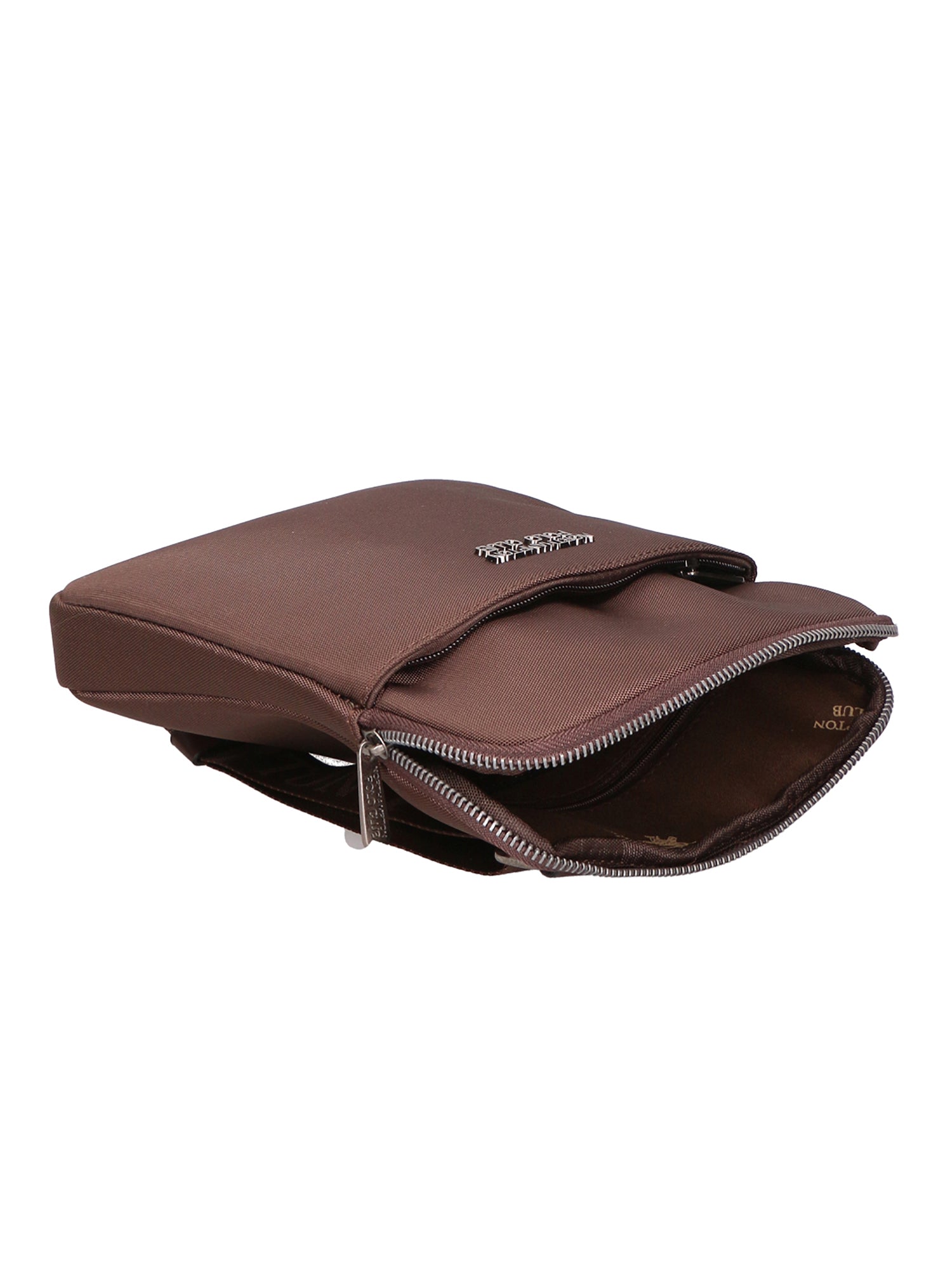 Borsa a tracolla uomo Pelle vegana + Tessuto PCL3153-BROWN Northampton Polo Club