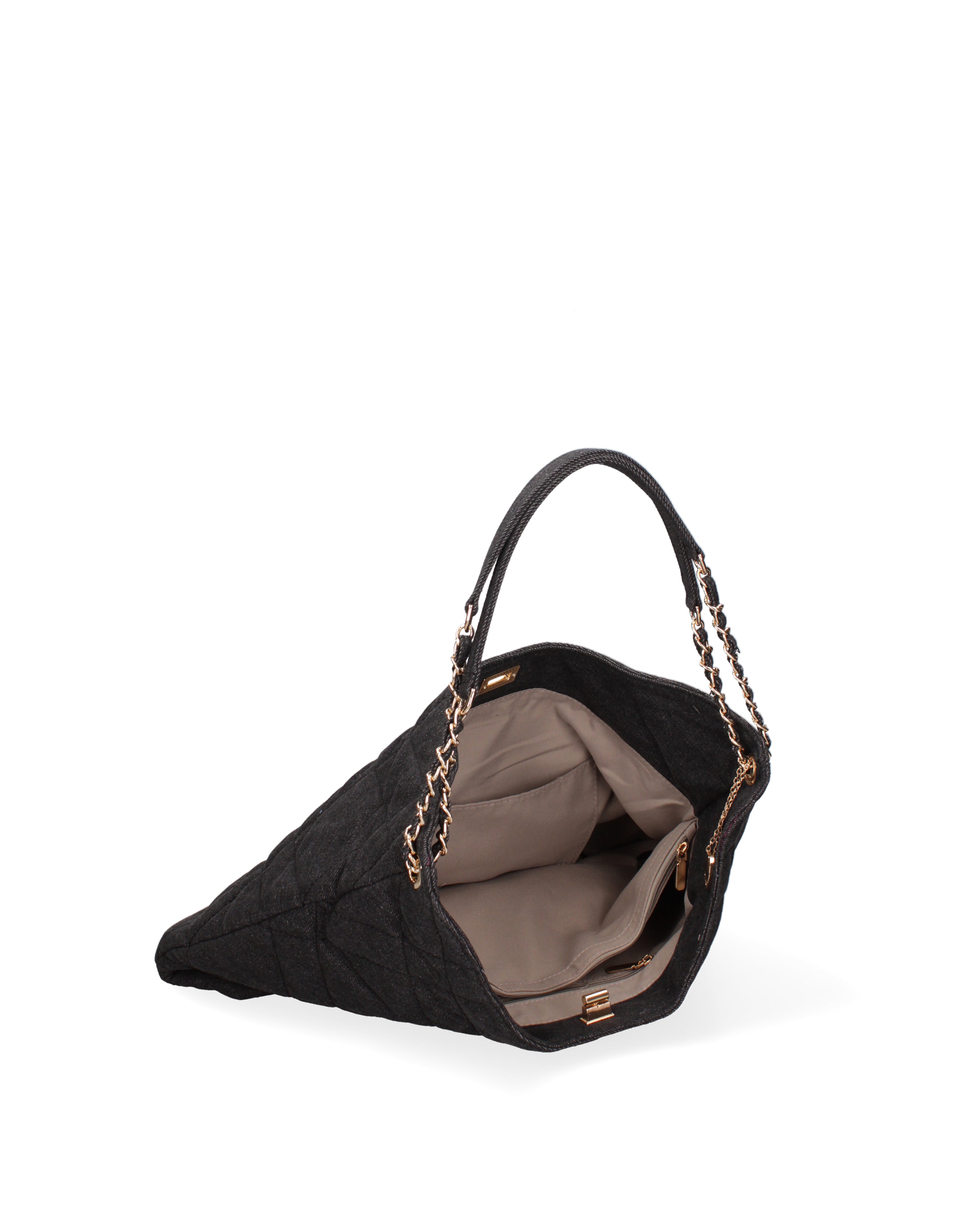 Borsa a spalla da donna Nylon ed ecopelle DC3533-4-BLACK Diana&co