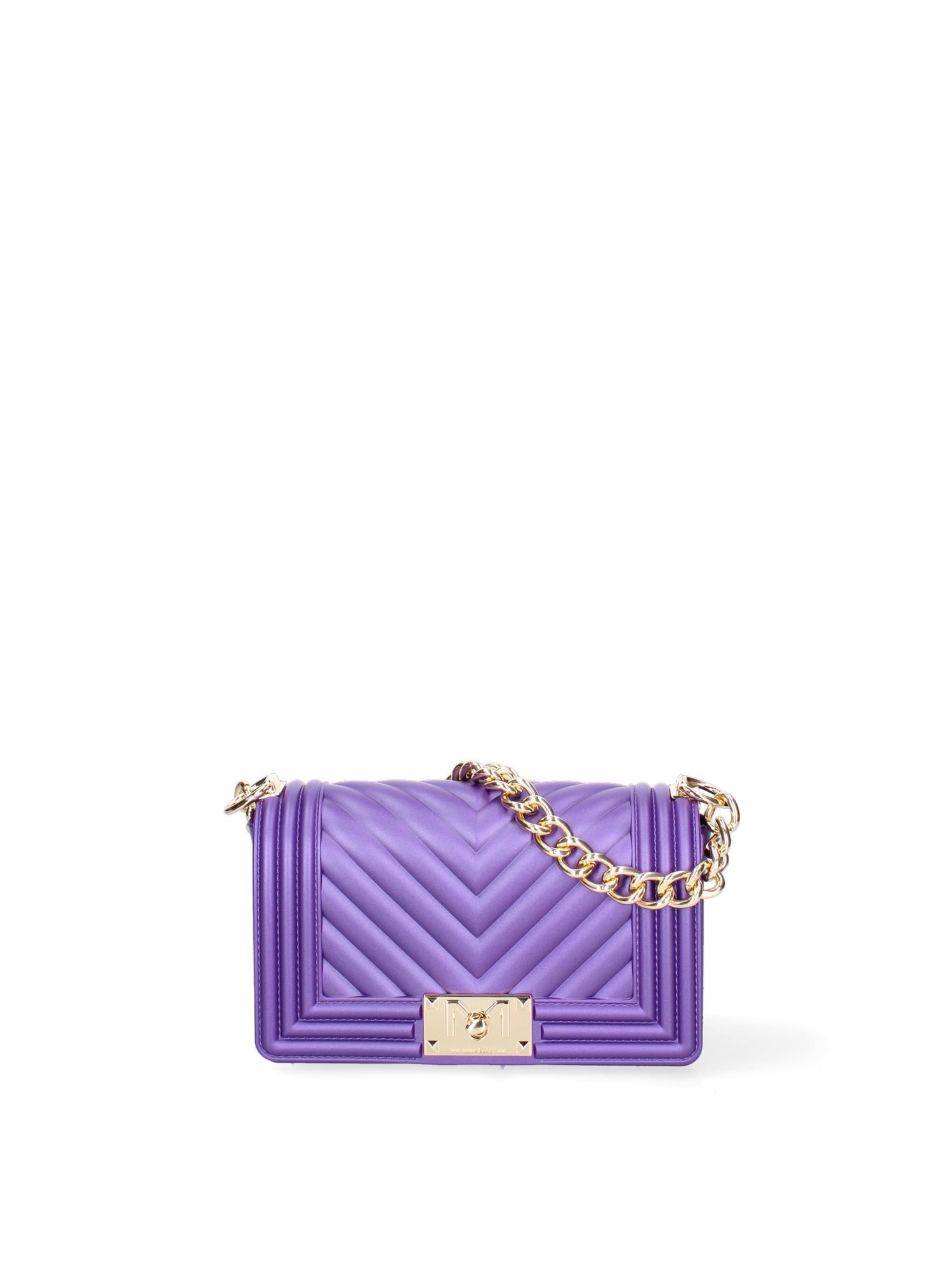 Borsa a mano da donna 100% Pvc FLAT-S 24-VIOLET INDIGO - GOLD Marc Ellis
