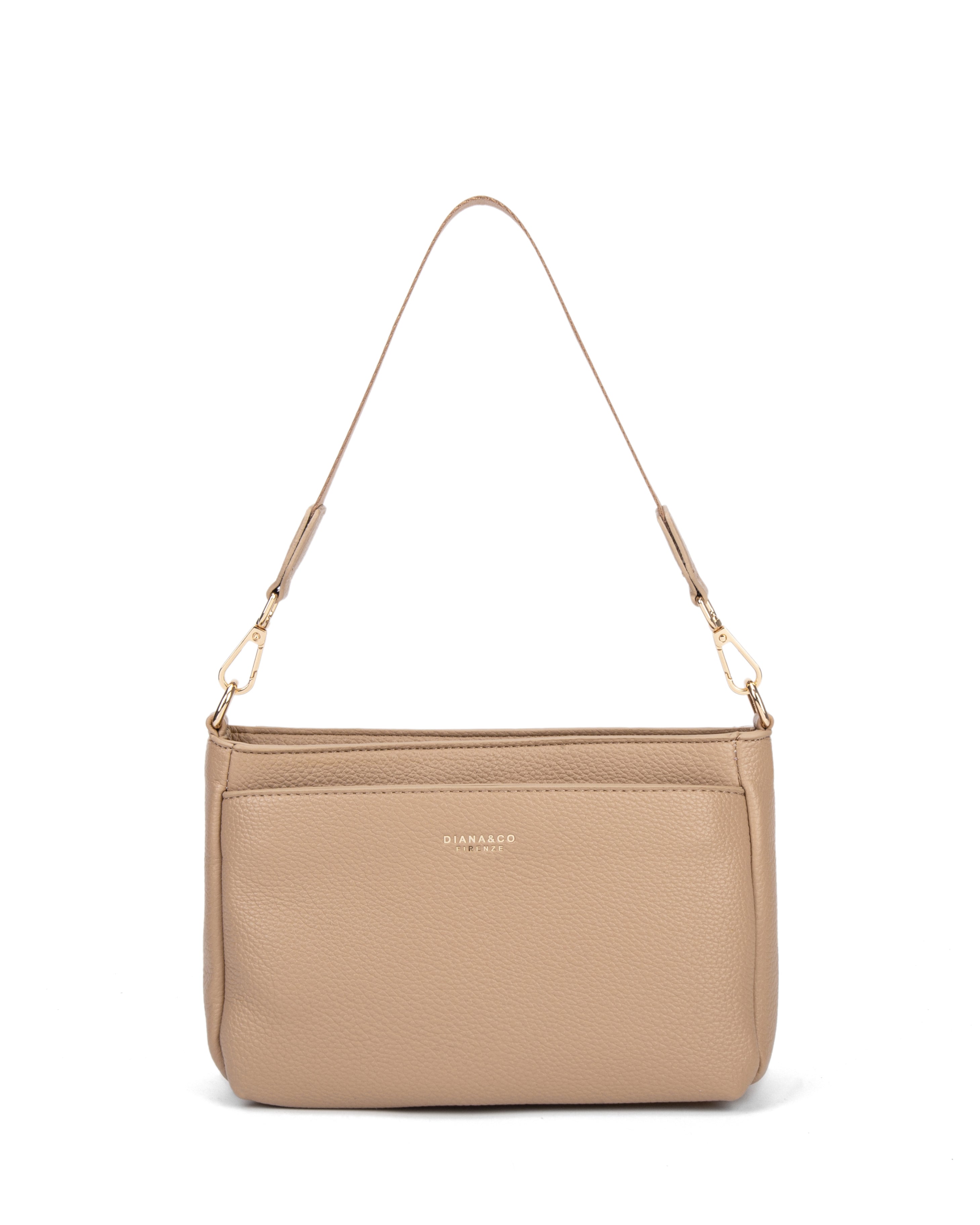 Borsa a spalla da donna 100% pelle vegana PU 703-1PT-CAFFELATTE Diana&co