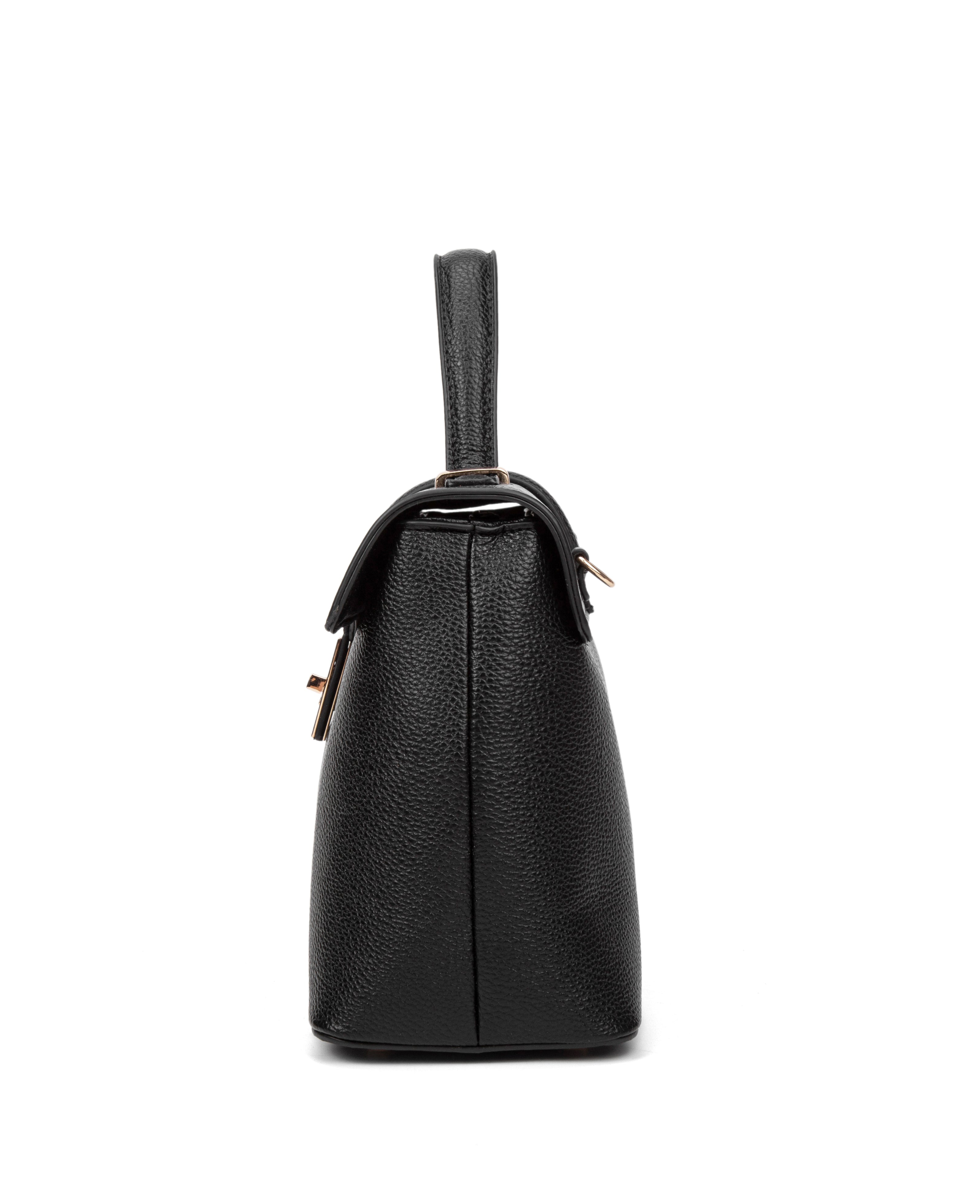 Borsa a mano da donna 100% pelle vegana PU 755-2PT-BLACK Diana&co