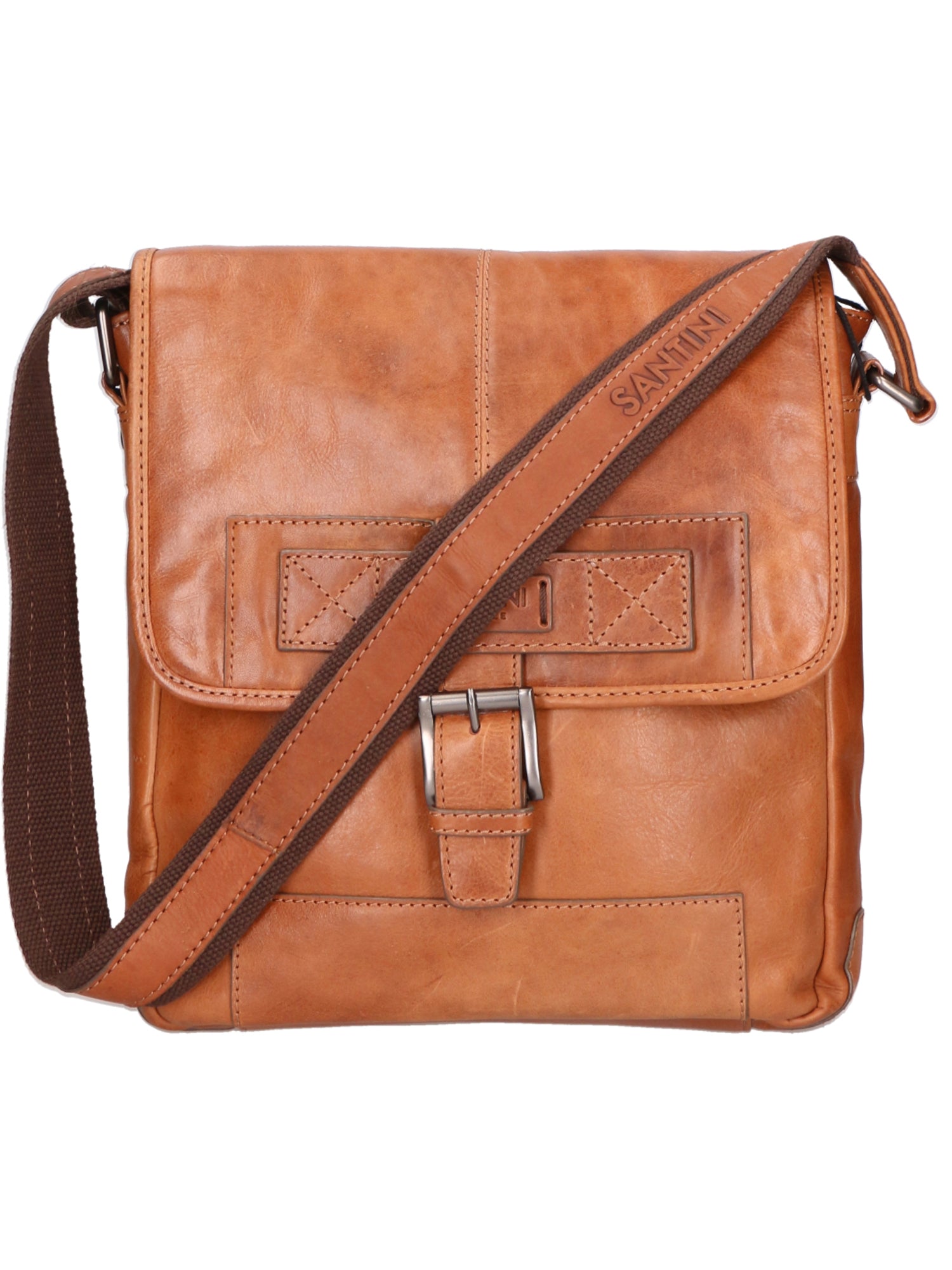 Borsa a tracolla unisex vera pelle 100% pelle SN5861547-TAN Santini Firenze