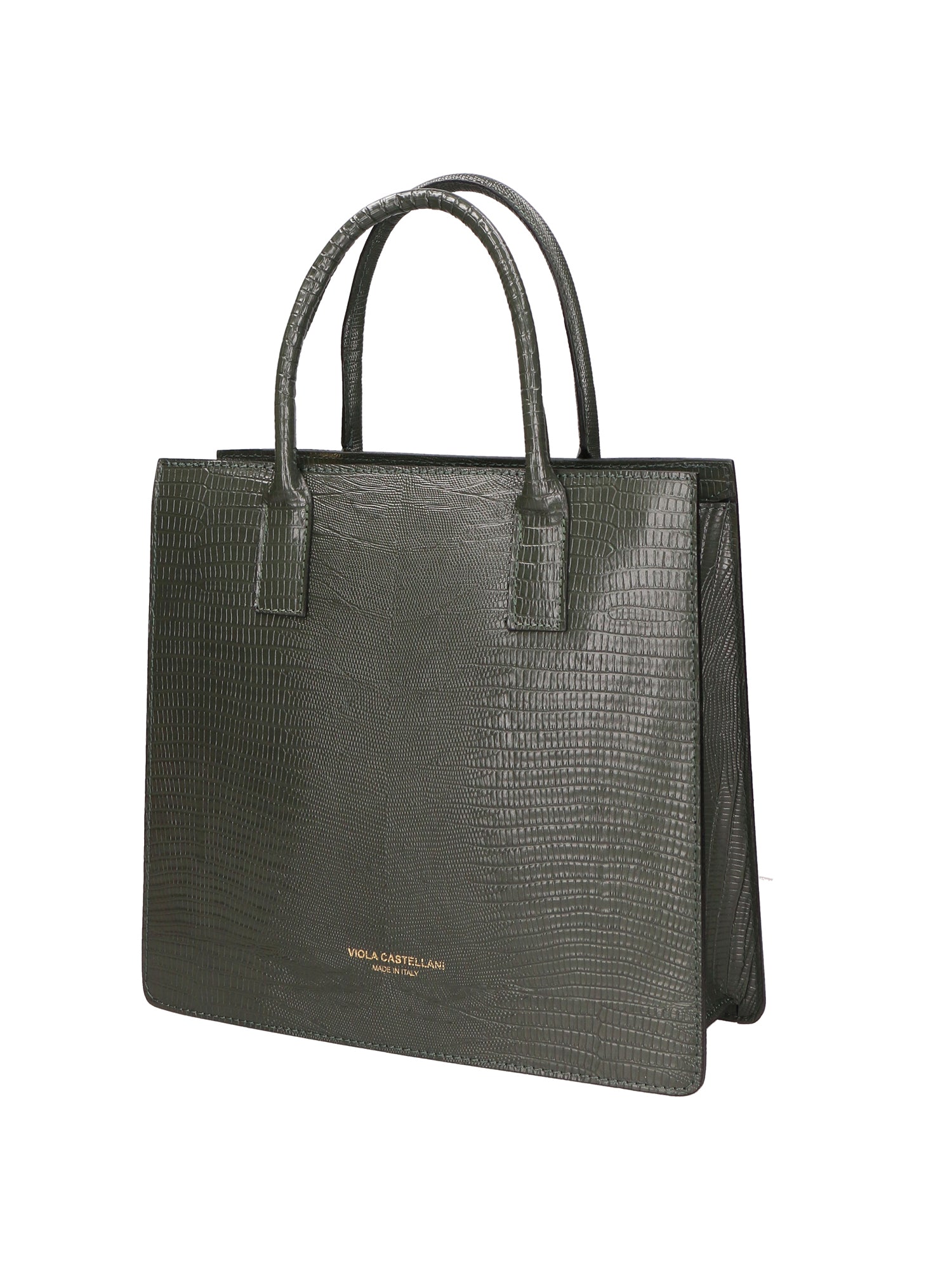 Giulia Borsa a mano da donna Vera pelle effetto cocco 468W-LU14 VERDE SCURO Viola Castellani