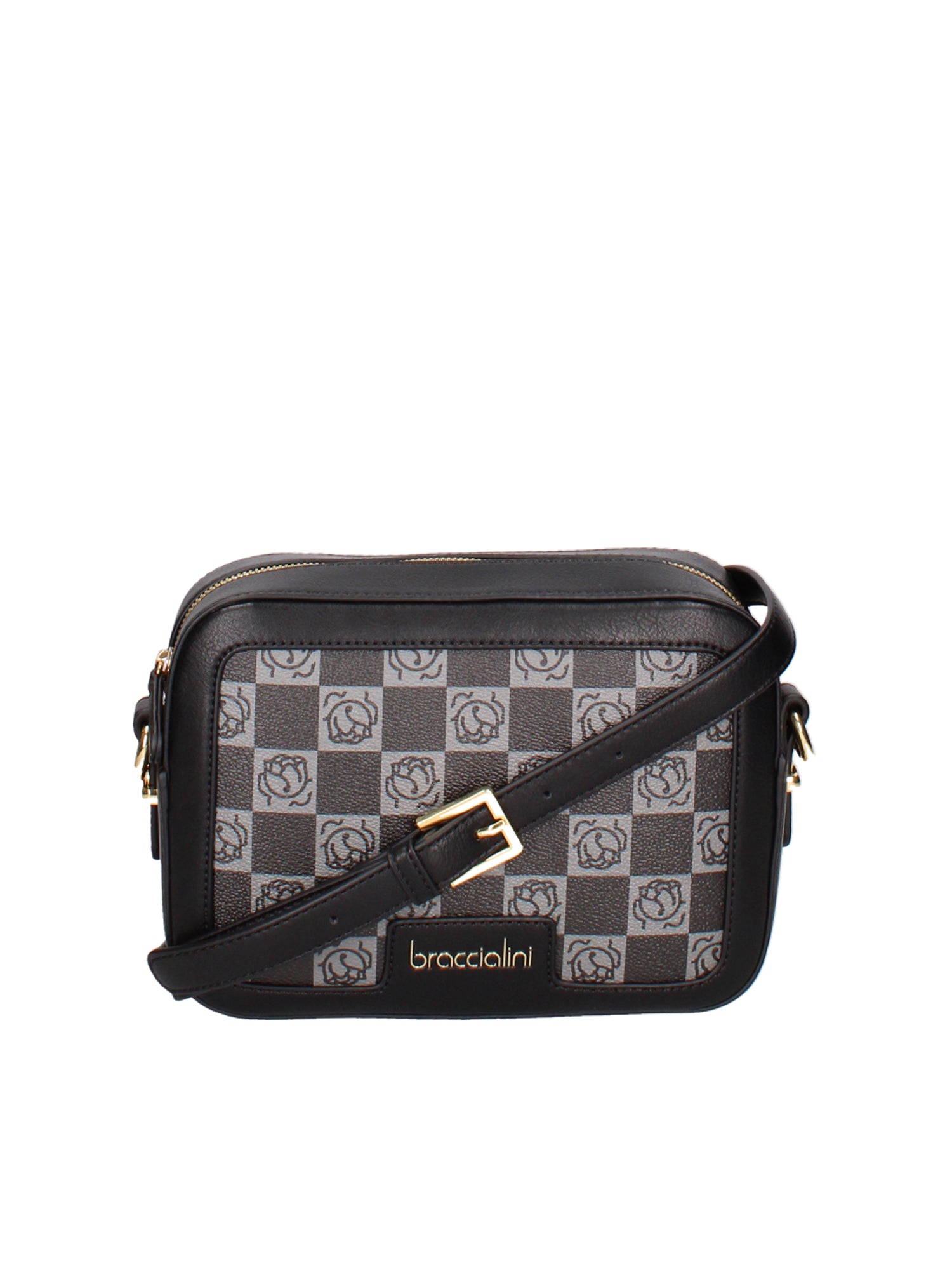 Brisella Borsa a tracolla da donna 100% poliuretano B16175-NERO Braccialini
