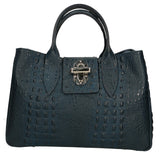 Ascoli Borsa a mano da donna Pelle stampata cocco 7718-DARK BLUE Gave Lux
