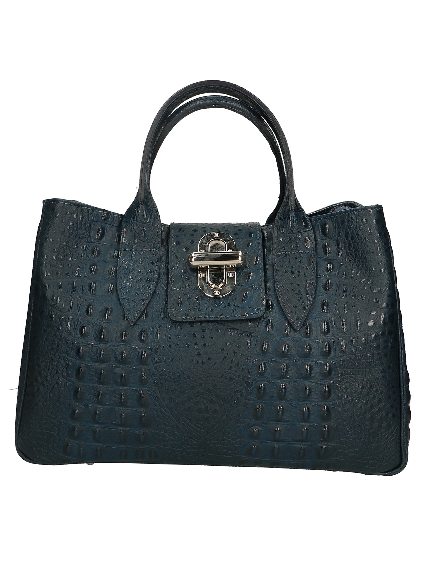 Ascoli Borsa a mano da donna Pelle stampata cocco 7718-DARK BLUE Gave Lux