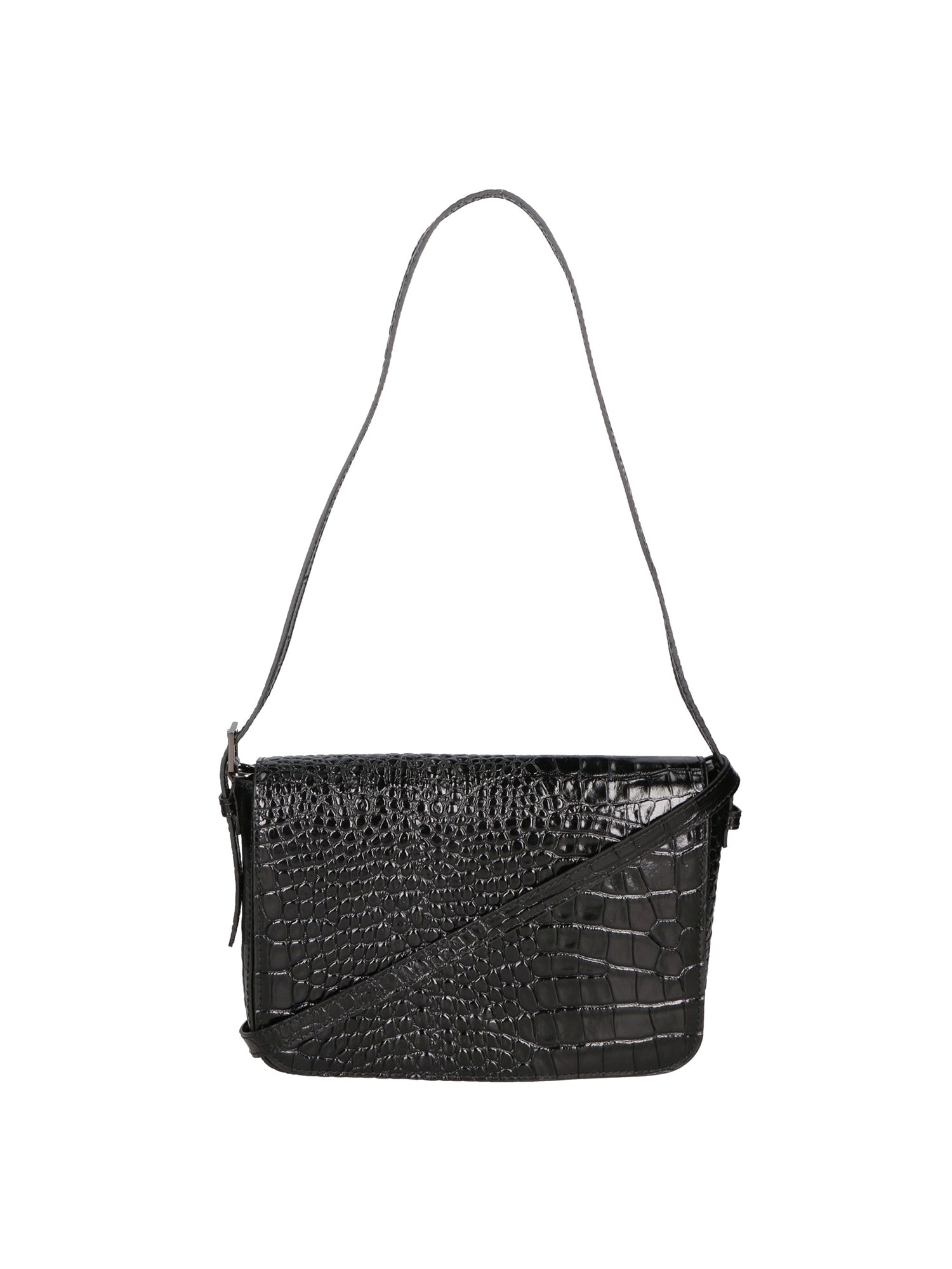 Azzurra Borsa a spalla da donna Vera pelle croco 05699-C28 NERO Gave Lux