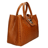 Ascoli Borsa a mano da donna Pelle stampata cocco 7718-CUOIO COGNAC Gave Lux