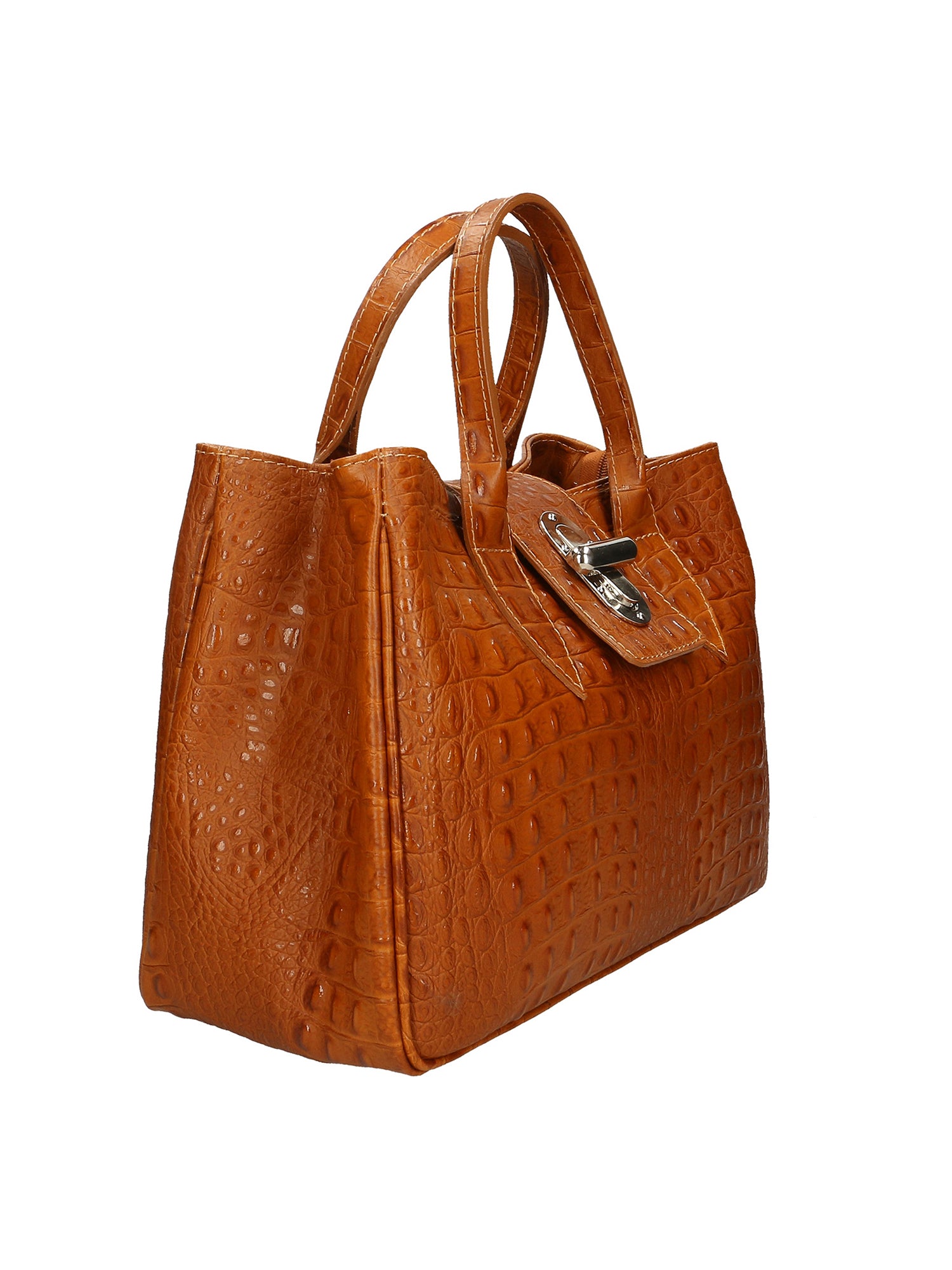 Ascoli Borsa a mano da donna Pelle stampata cocco 7718-CUOIO COGNAC Gave Lux