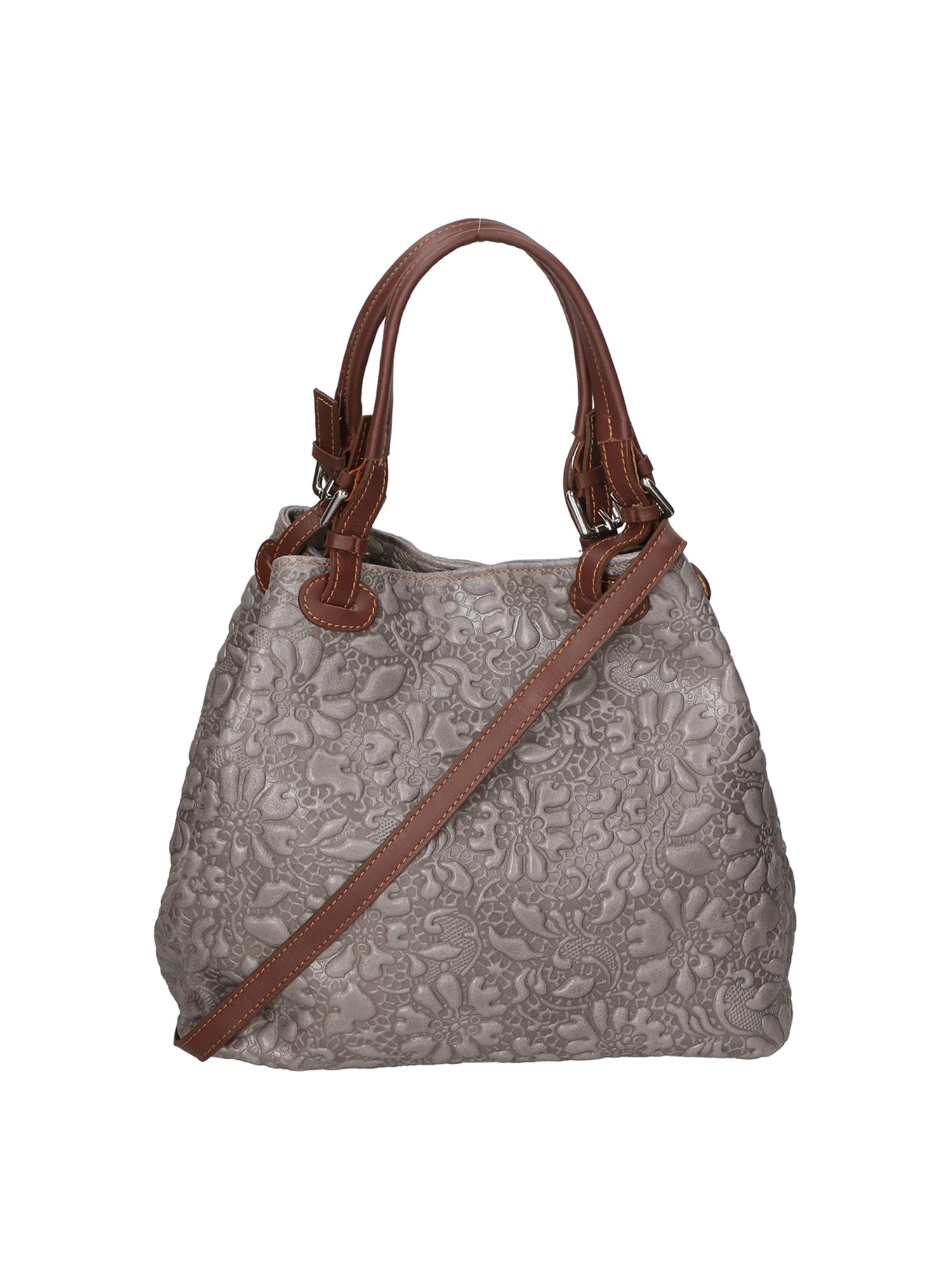 Elenia Borsa a mano da donna Vera pelle 80049-018 GRIGIO MEDIO Gave Lux
