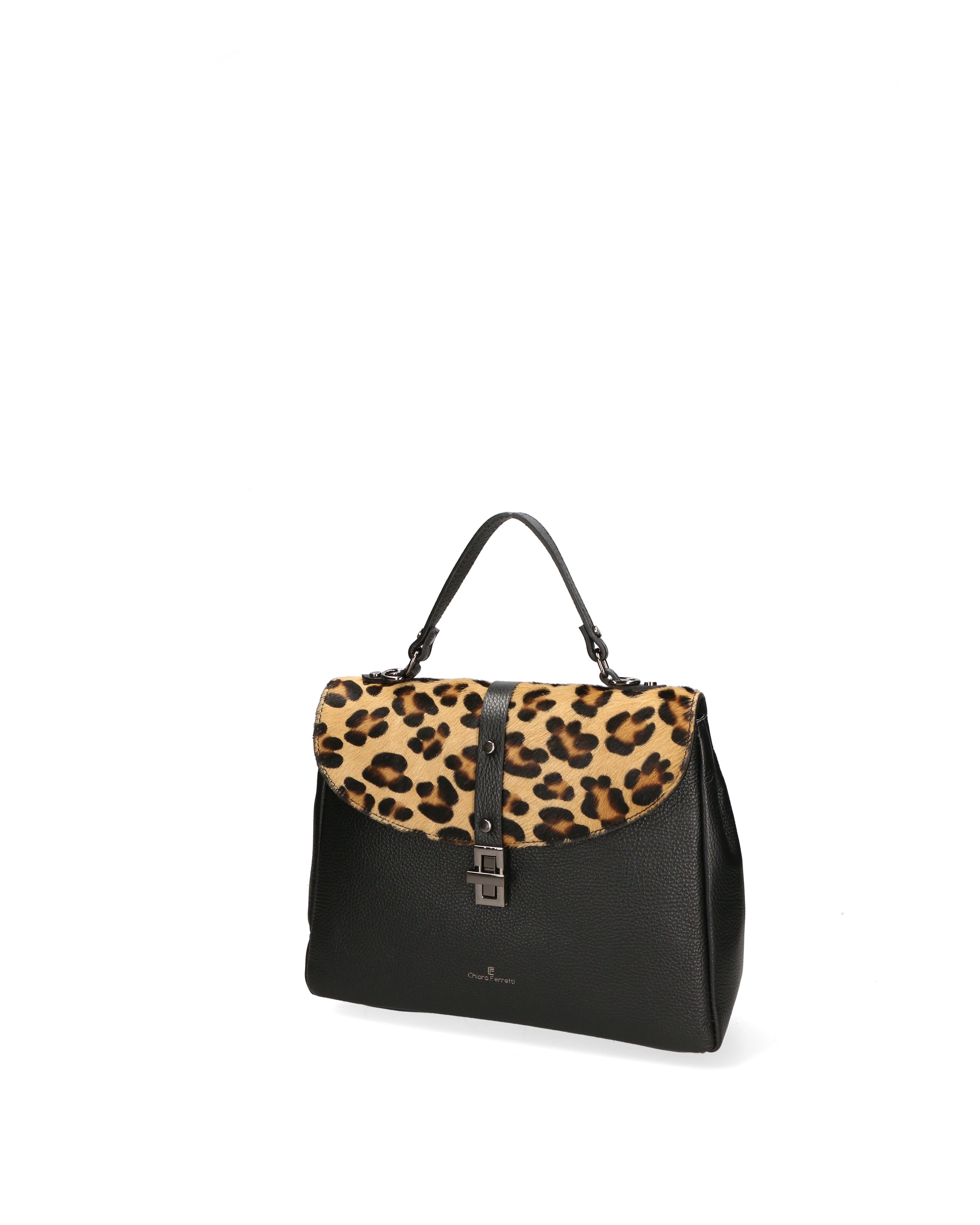 Oriana Plus Borsa a mano da donna Vera pelle 04008-D28 NERO + LEOPARDO 2 Chiara Ferretti