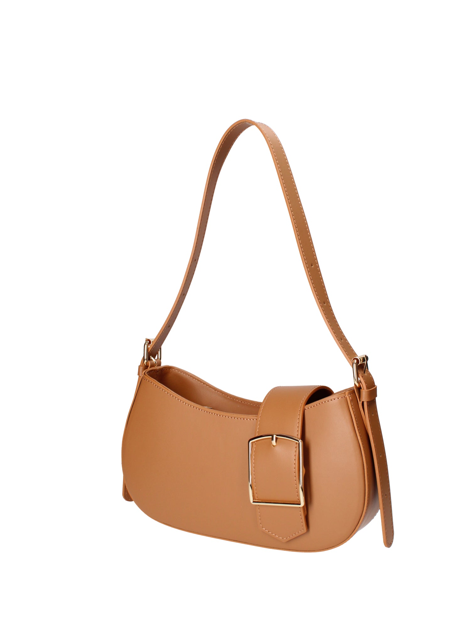 Borsa a spalla da donna 100% vera pelle 07213-L125 CAMEL Roberta Rossi