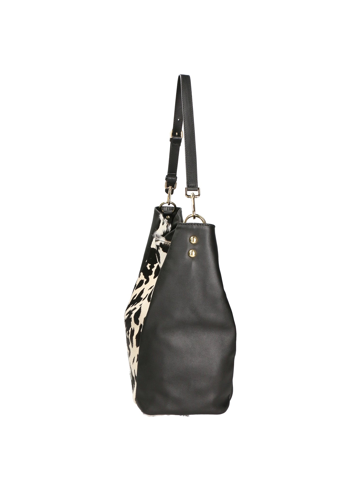 Asia Borsa a spalla da donna Vera pelle 05475-MUCCA BIANCO NERO Gave Lux