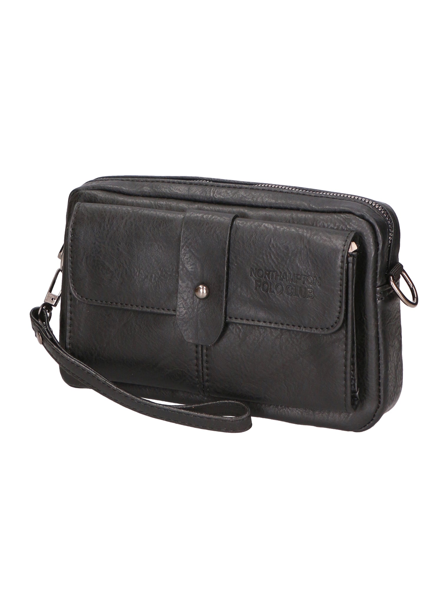 Borsa a tracolla da uomo 100% pelle PU PCL3049-BLACK Northampton Polo Club