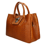 Ascoli Borsa a mano da donna Pelle stampata cocco 7718-CUOIO COGNAC Gave Lux