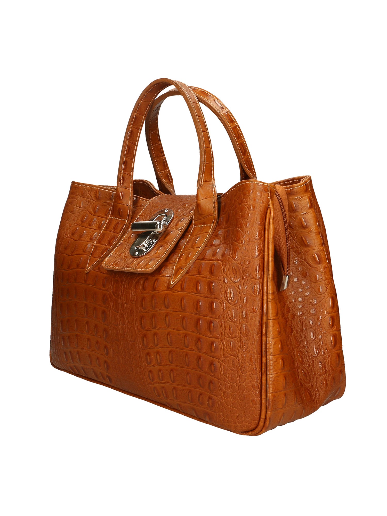 Ascoli Borsa a mano da donna Pelle stampata cocco 7718-CUOIO COGNAC Gave Lux