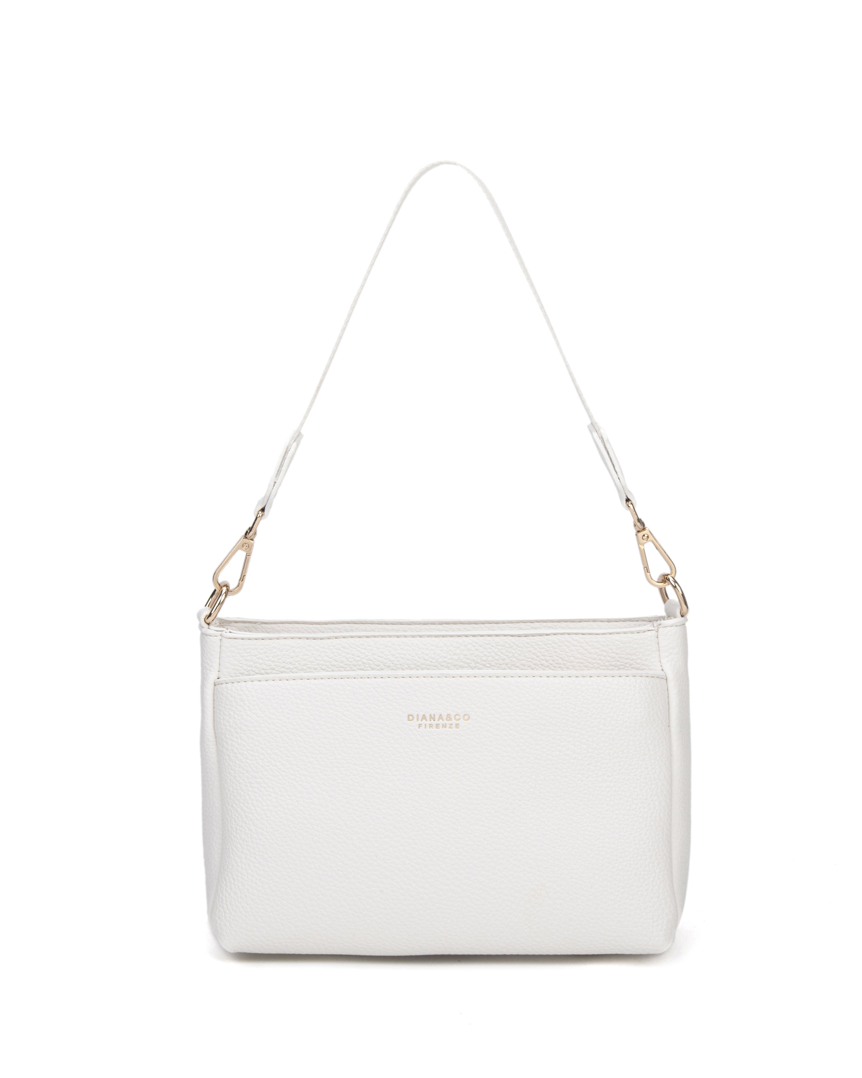 Borsa a spalla da donna 100% pelle vegana PU 703-1PT-WHITE Diana&co