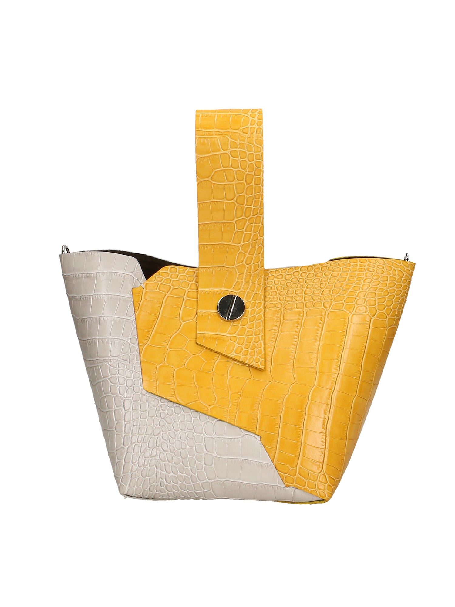 Ombretta Borsa a mano da donna Vera pelle 00643-C36+C16 SENAPE MUSTARD+GRIGIO GREY Gave Lux