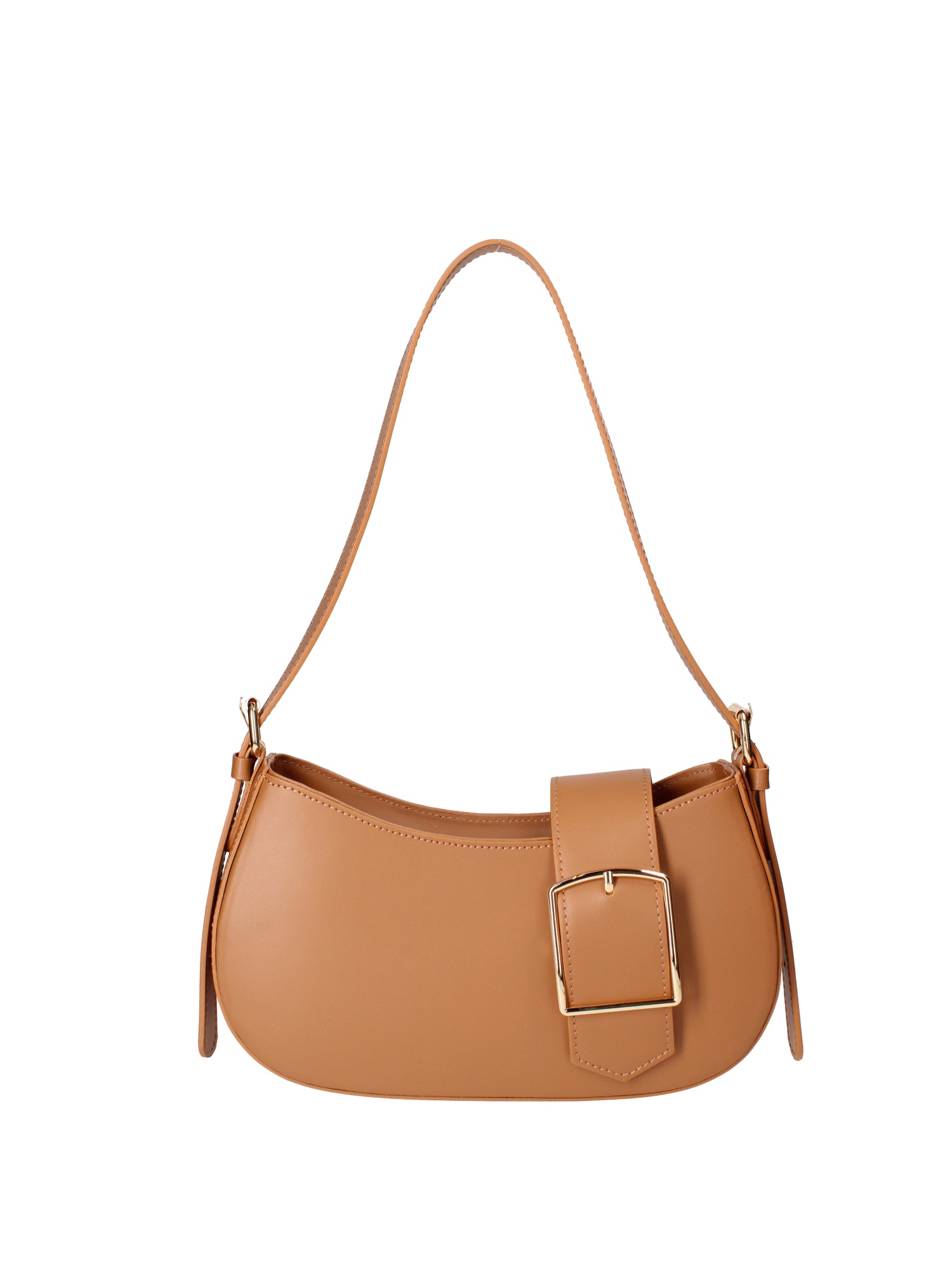 Borsa a spalla da donna 100% vera pelle 07213-L125 CAMEL Roberta Rossi